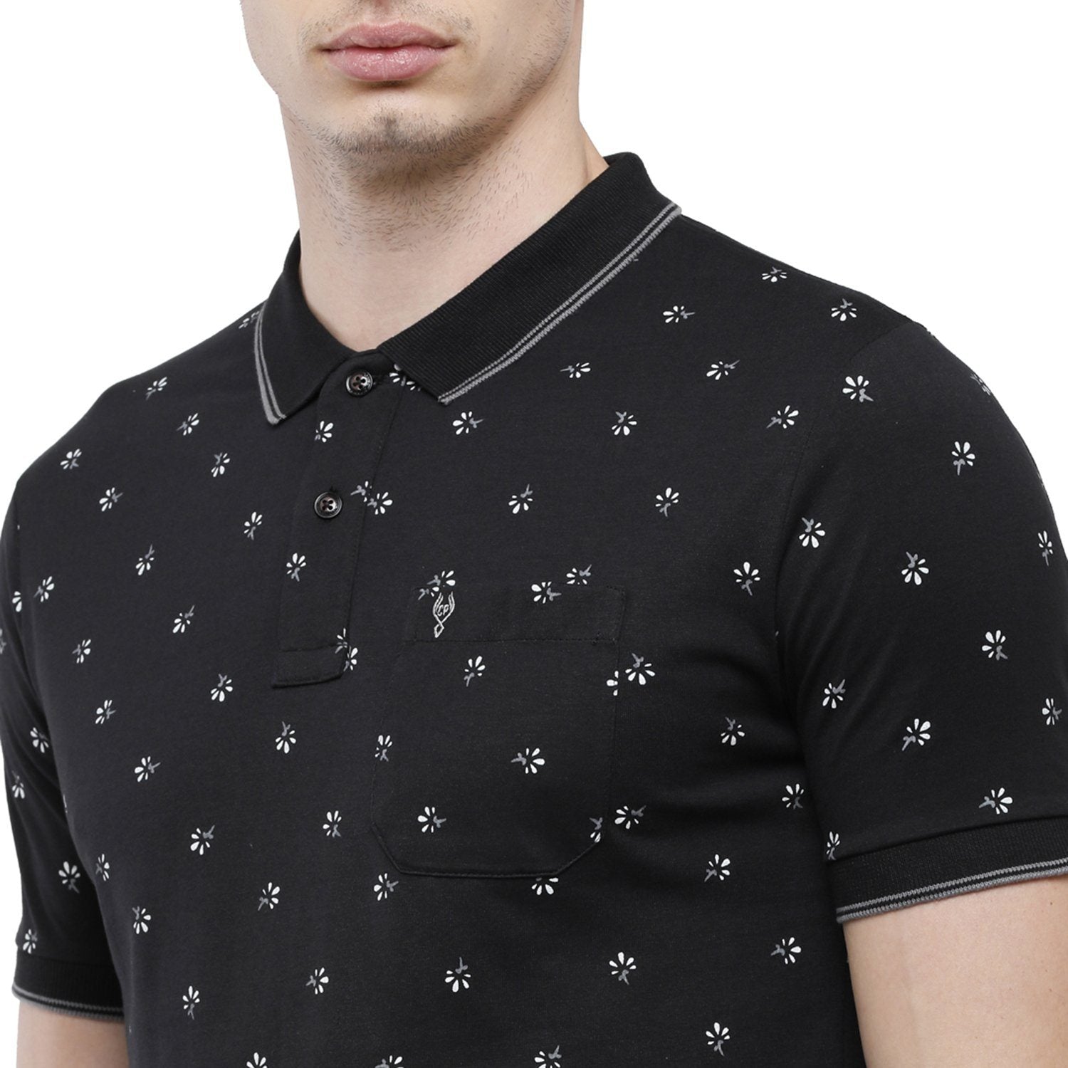 Classic Polo Mens Printed Slim Fit Half Sleeve Polo Neck Black T-Shirt - BELLO - 158 A SF P T-shirt Classic Polo 