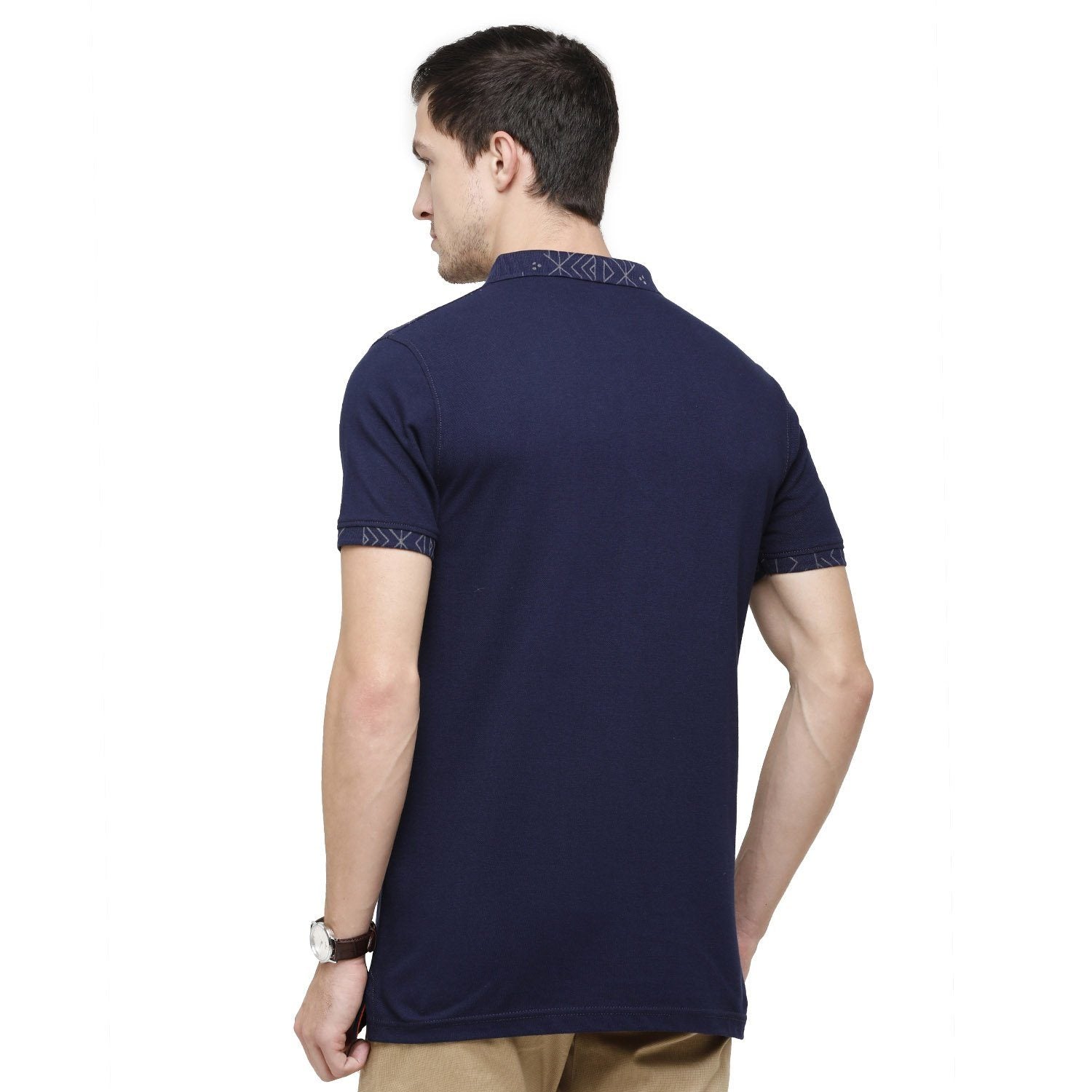 Classic Polo Mens Printed Polo Neck Half Sleeve Slim Fit 100% Cotton Indigo Fashion T-Shirt ( BIND - 88 SF P ) T-shirt Classic Polo 