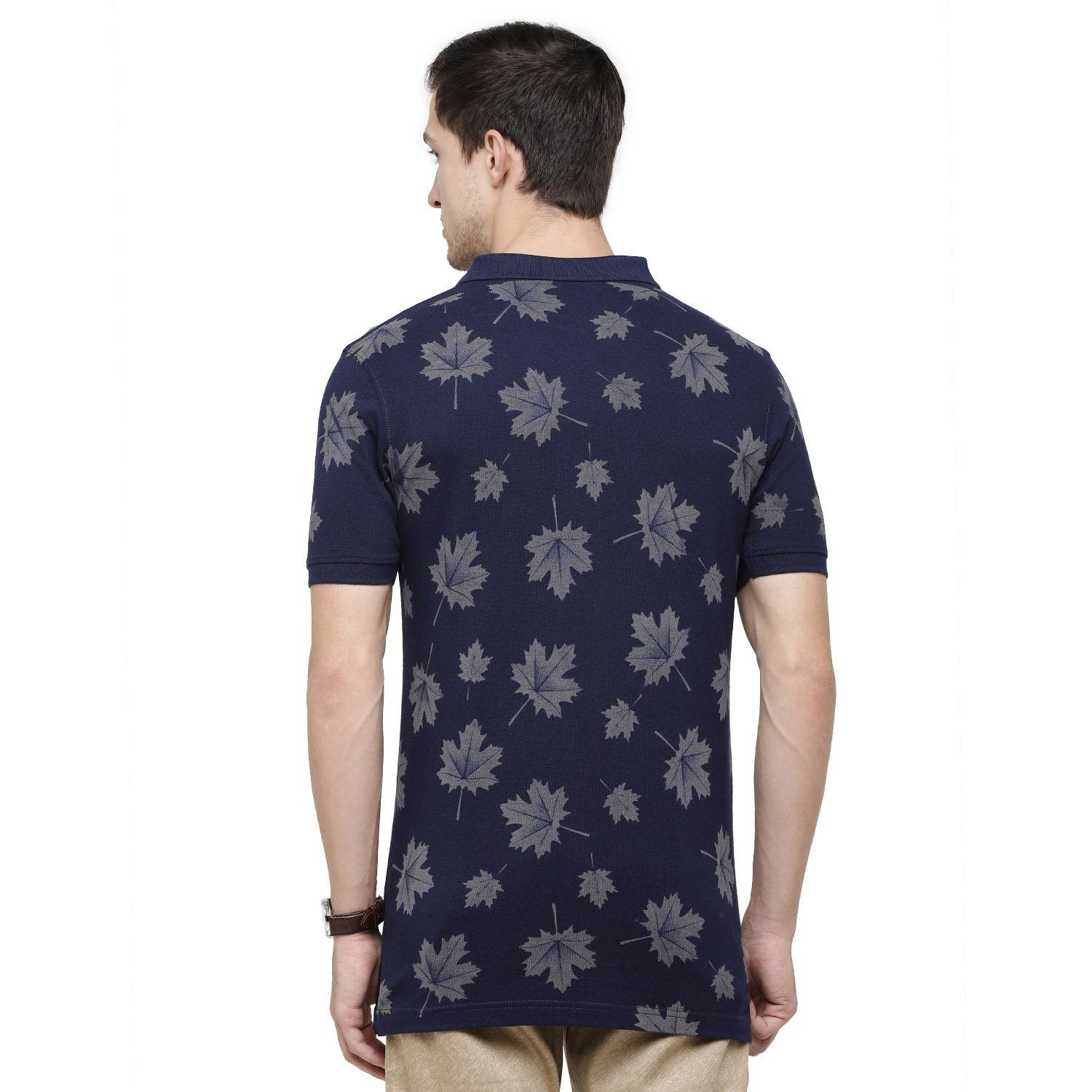 Classic Polo Mens Printed Polo Neck Half Sleeve Slim Fit 100% Cotton Indigo Fashion T-Shirt ( BIND - 90 SF P ) T-shirt Classic Polo 