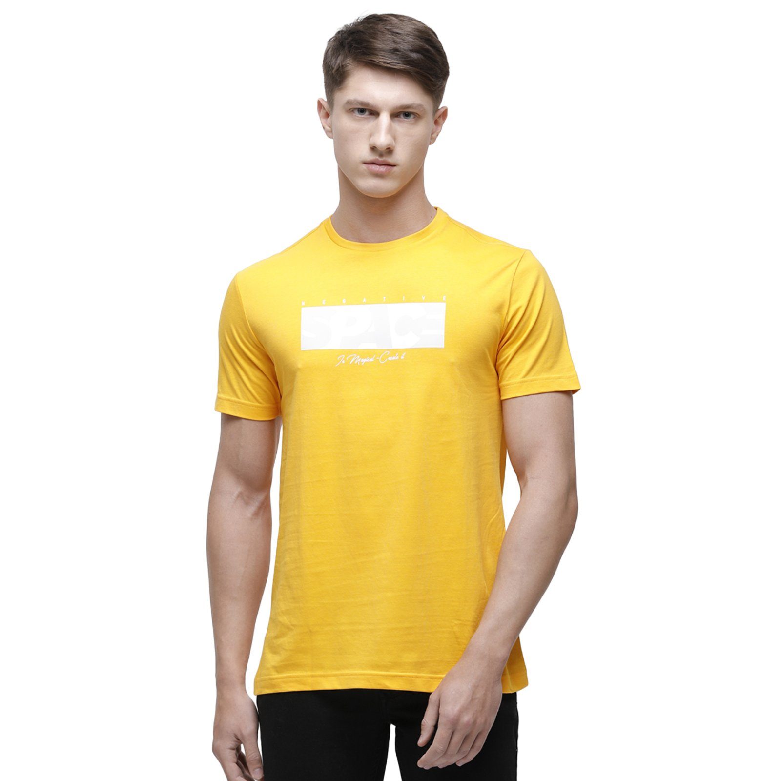 Classic polo Men's Round Neck Half Sleeve Mustard 100% Cotton T-Shirt BALENO - 363 A SF C T-shirt Classic Polo 