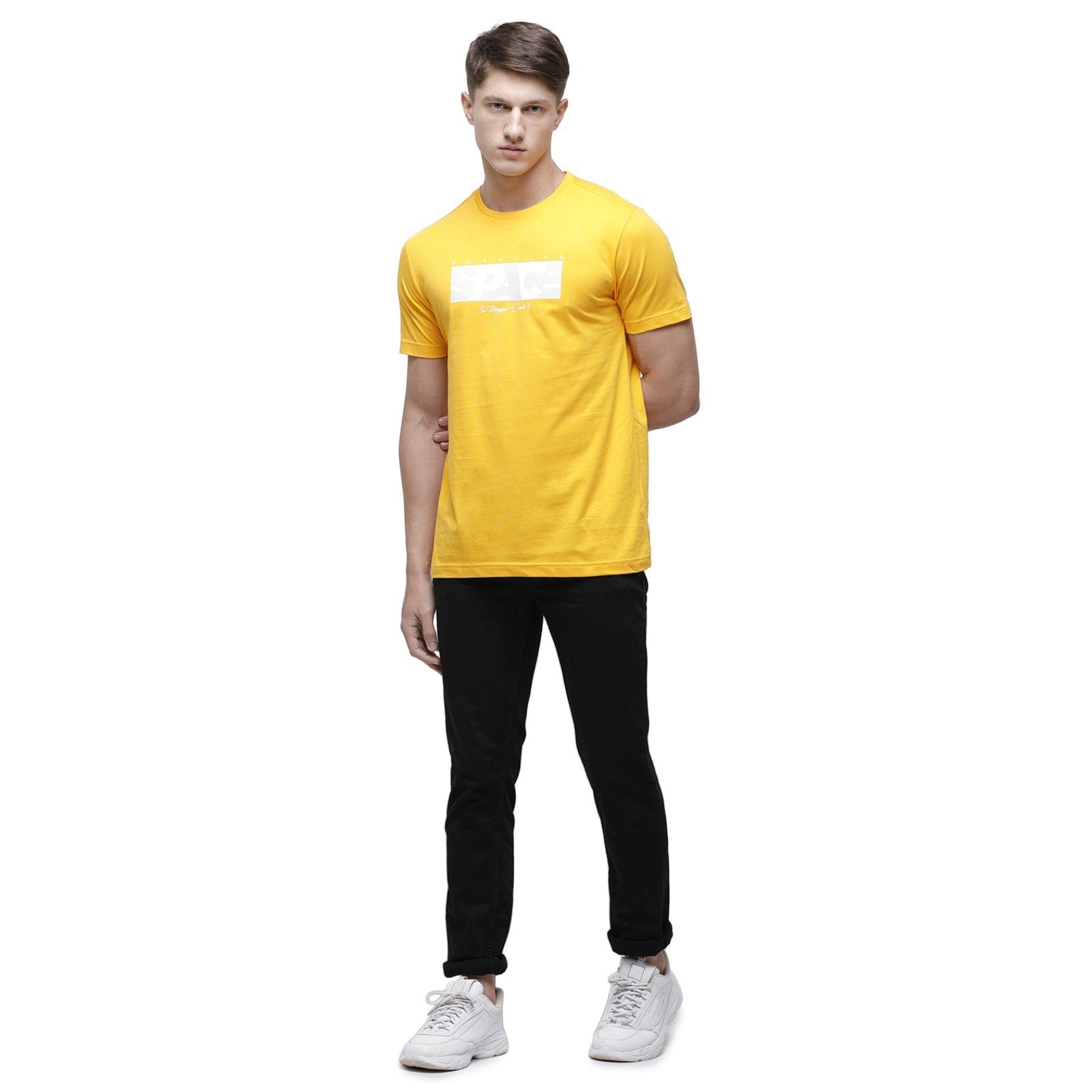 Classic polo Men's Round Neck Half Sleeve Mustard 100% Cotton T-Shirt BALENO - 363 A SF C T-shirt Classic Polo 