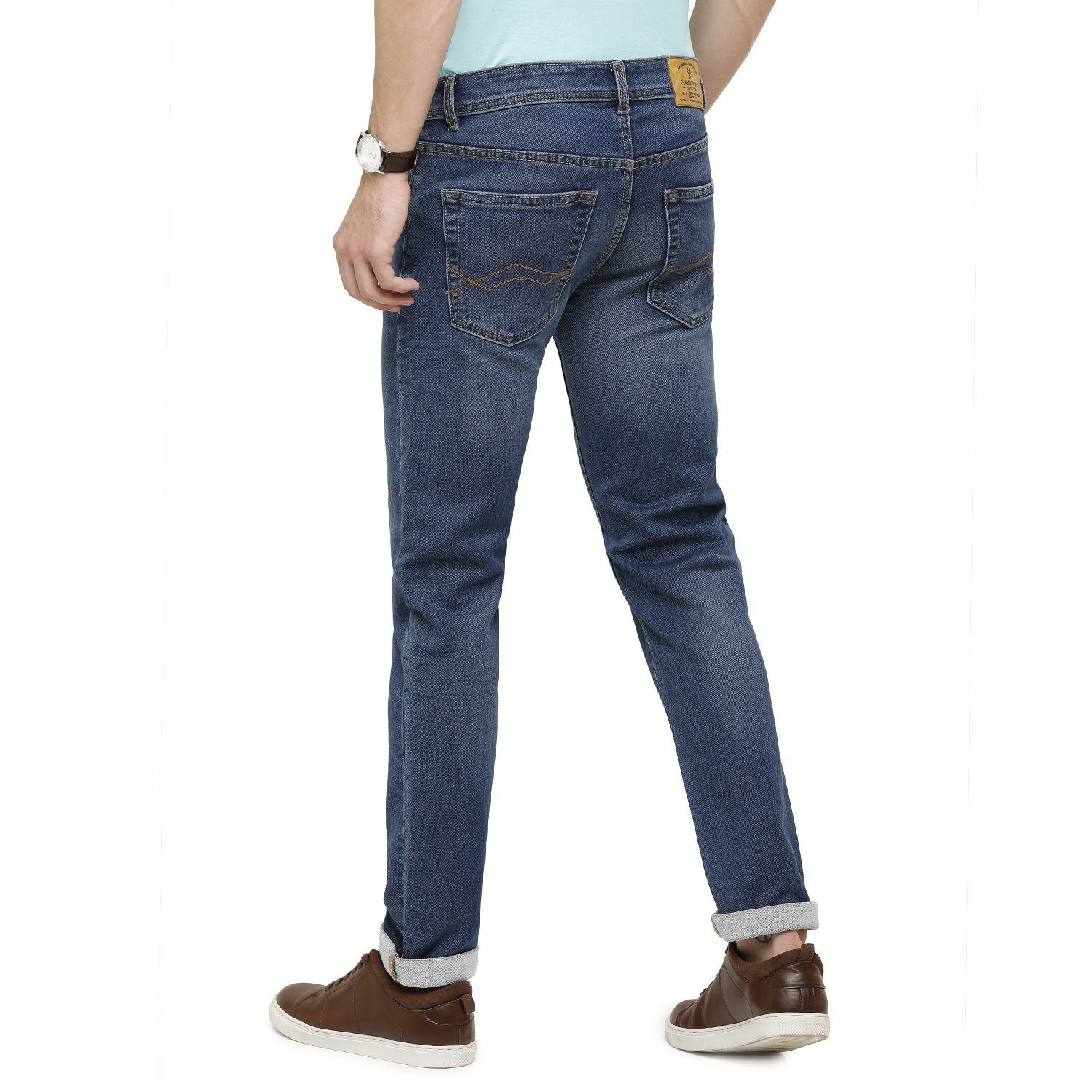 Classic Polo Mens Solid Slim Fit 98% Cotton 2% Lycra Blue Fashion Denim ( CPDM2-01G-MBL-SL-LY_30INCH ) Jeans Classic Polo 