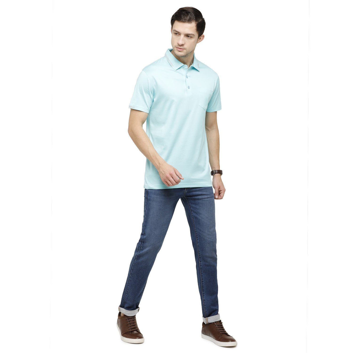 Classic Polo Mens Solid Slim Fit 98% Cotton 2% Lycra Blue Fashion Denim ( CPDM2-01G-MBL-SL-LY_30INCH ) Jeans Classic Polo 