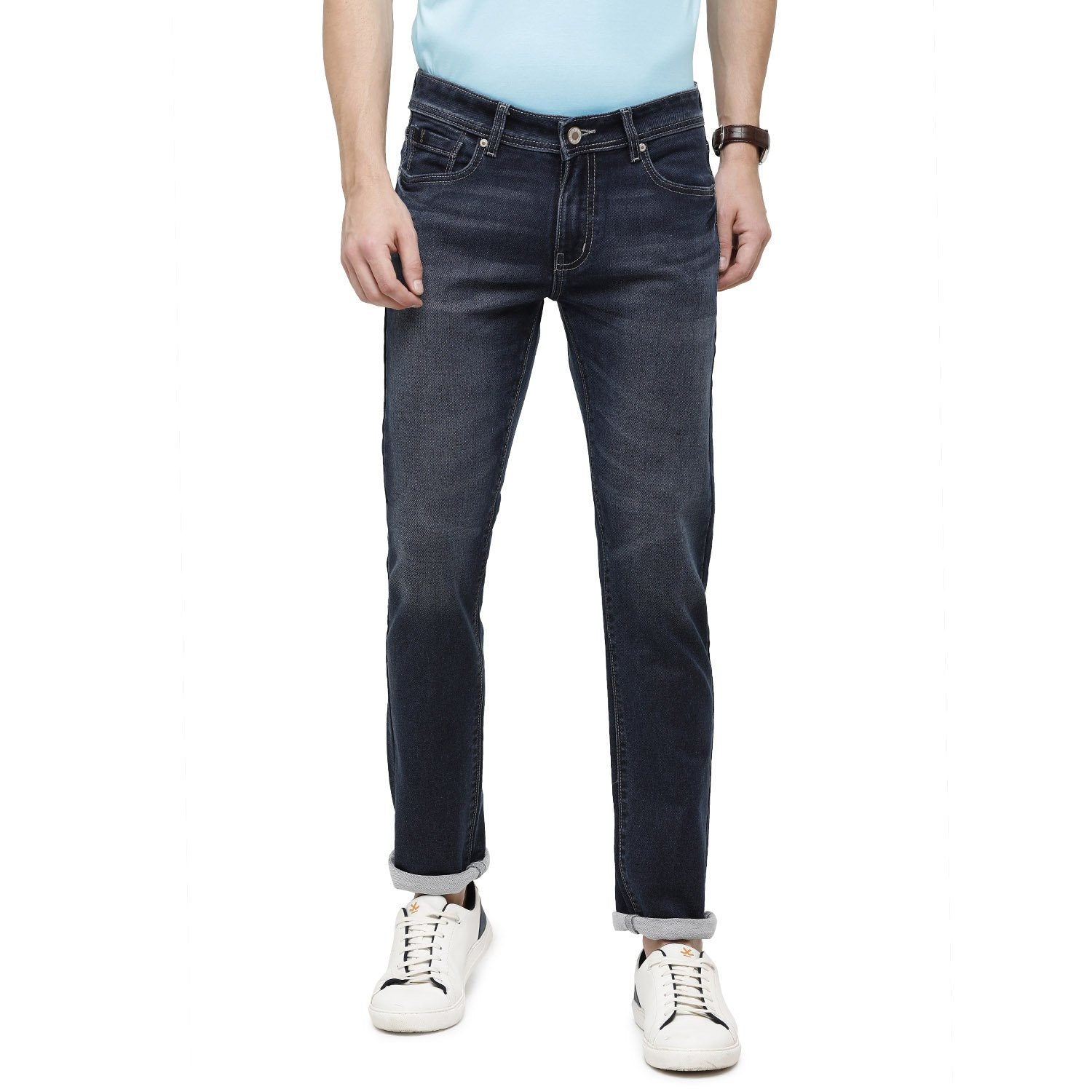 Classic Polo Mens Solid Slim Fit 98% Cotton 2% Lycra Blue Fashion Denim ( CPDM2-01I-DBL-SL-LY_30INCH ) Jeans Classic Polo 