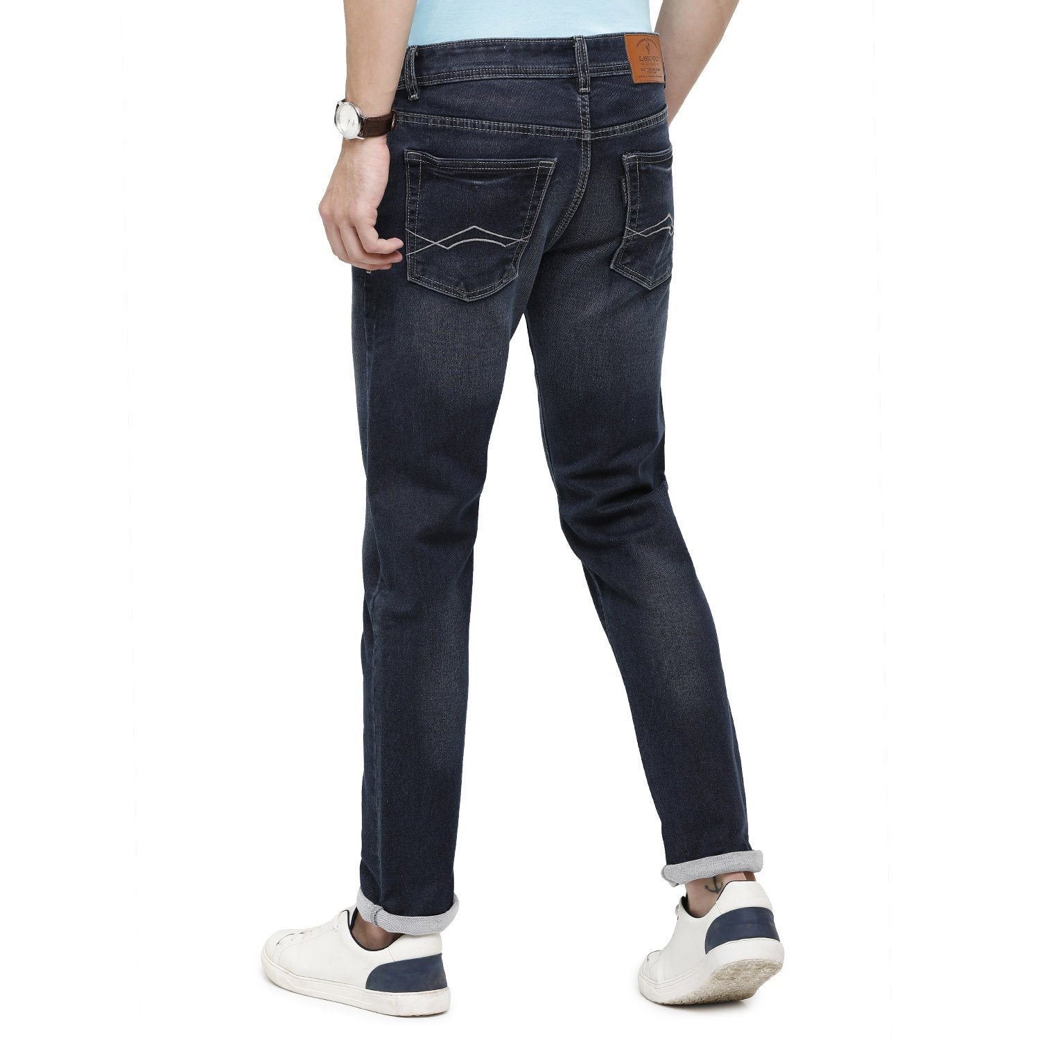 Classic Polo Mens Solid Slim Fit 98% Cotton 2% Lycra Blue Fashion Denim ( CPDM2-01I-DBL-SL-LY_30INCH ) Jeans Classic Polo 