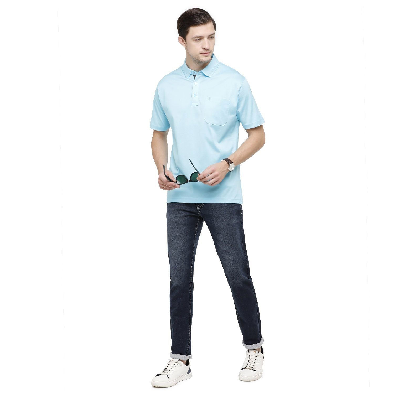 Classic Polo Mens Solid Slim Fit 98% Cotton 2% Lycra Blue Fashion Denim ( CPDM2-01I-DBL-SL-LY_30INCH ) Jeans Classic Polo 