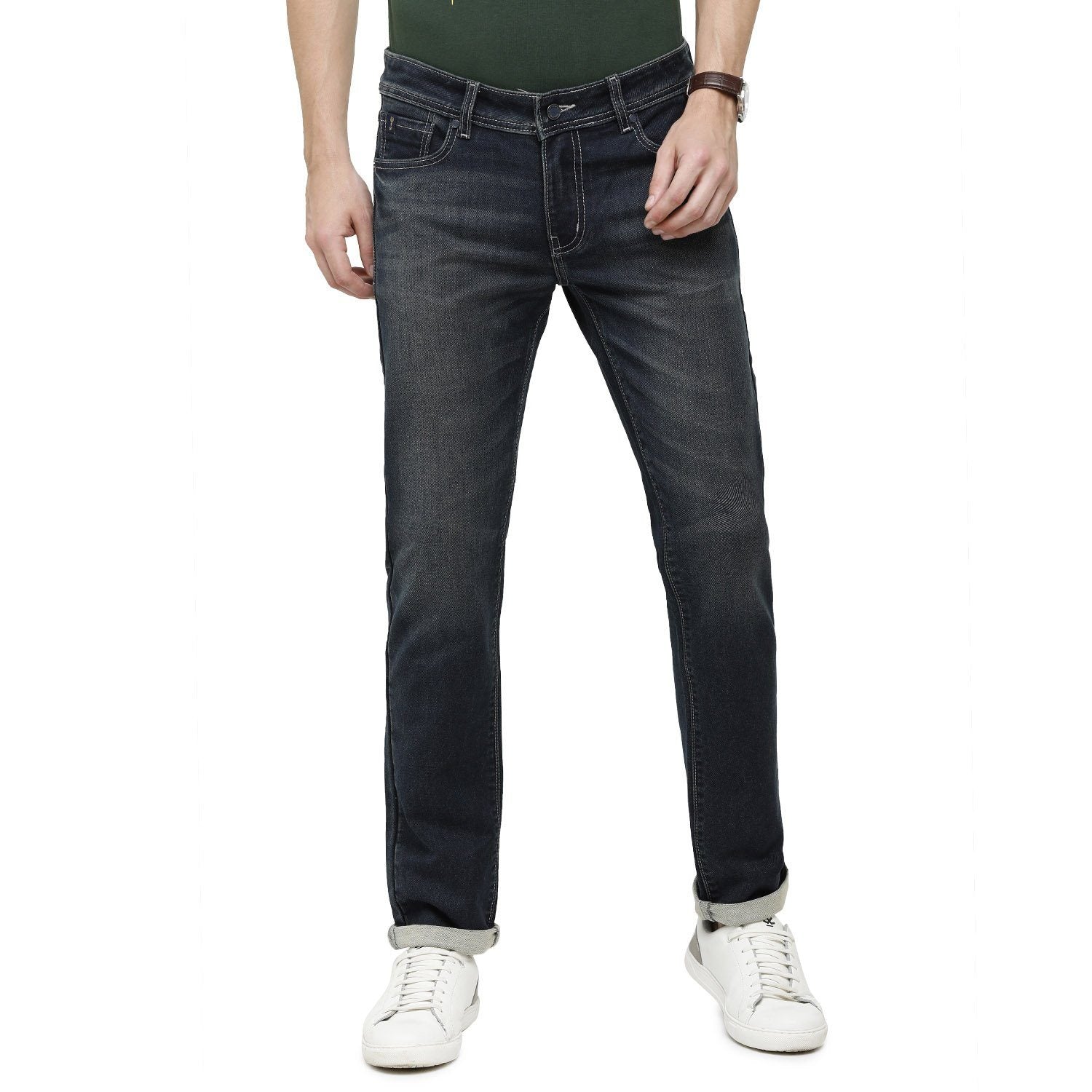 Classic Polo Mens Solid Slim Fit 98% Cotton 2% Lycra Blue Fashion Denim ( CPDM2-01J-DBT-SL-LY_30INCH ) Jeans Classic Polo 