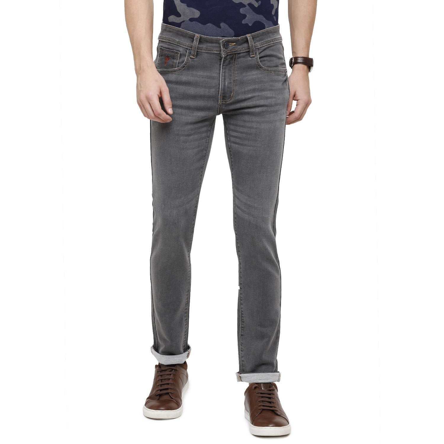 Classic Polo Mens Solid Slim Fit 98% Cotton 2% Lycra Grey Fashion Denim ( CPDM2-01K-LGR-SL-LY_30INCH ) Jeans Classic Polo 