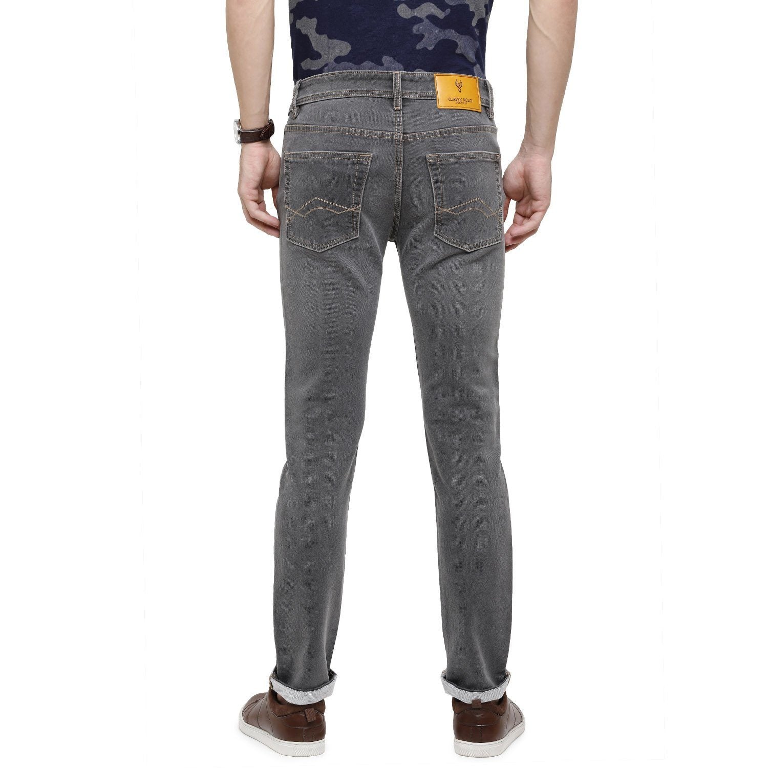 Classic Polo Mens Solid Slim Fit 98% Cotton 2% Lycra Grey Fashion Denim ( CPDM2-01K-LGR-SL-LY_30INCH ) Jeans Classic Polo 