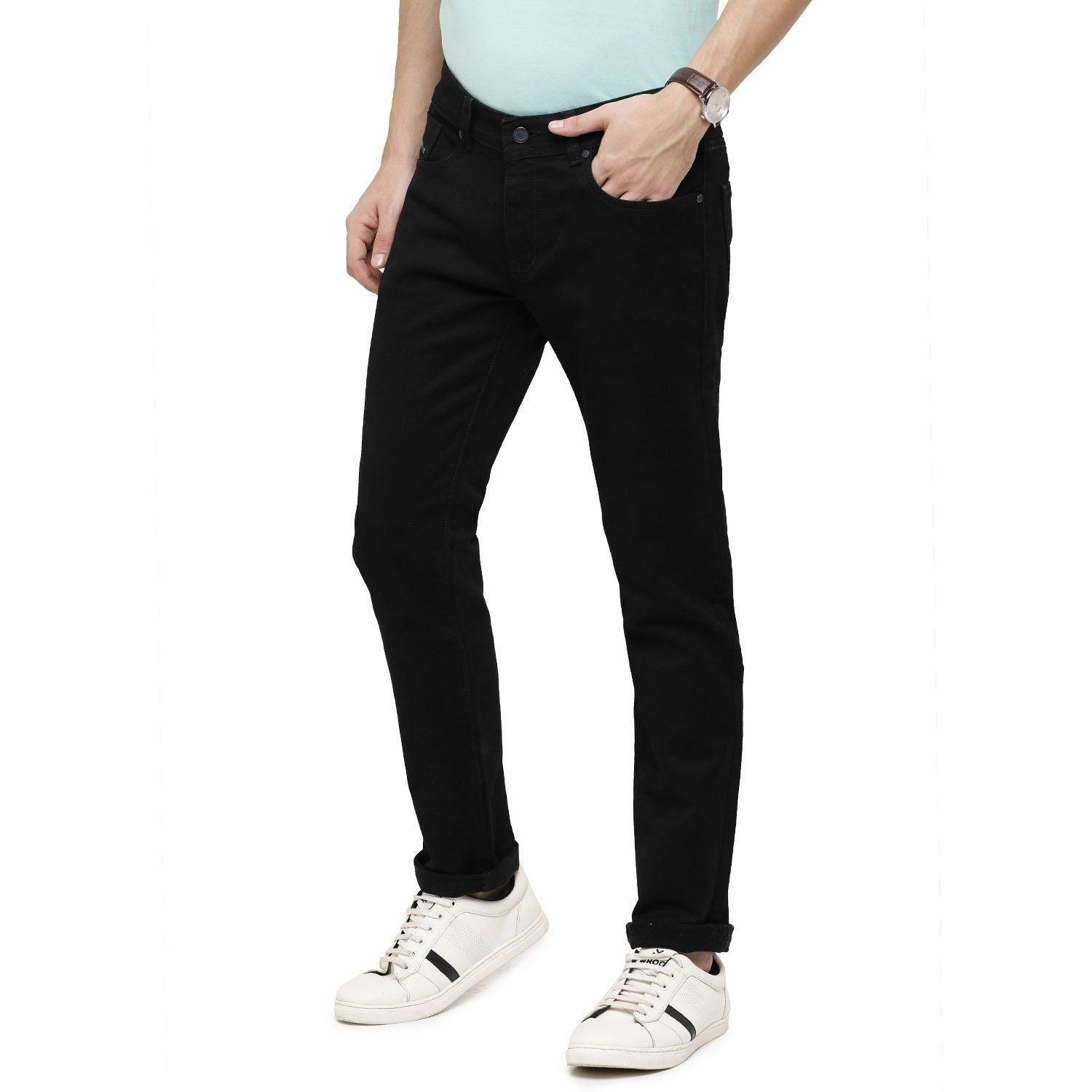 Classic Polo Mens Solid Slim Fit 98% Cotton 2% Lycra Black Fashion Denim ( CPDM2-01M-BLK-SL-LY_30INCH ) Jeans Classic Polo 