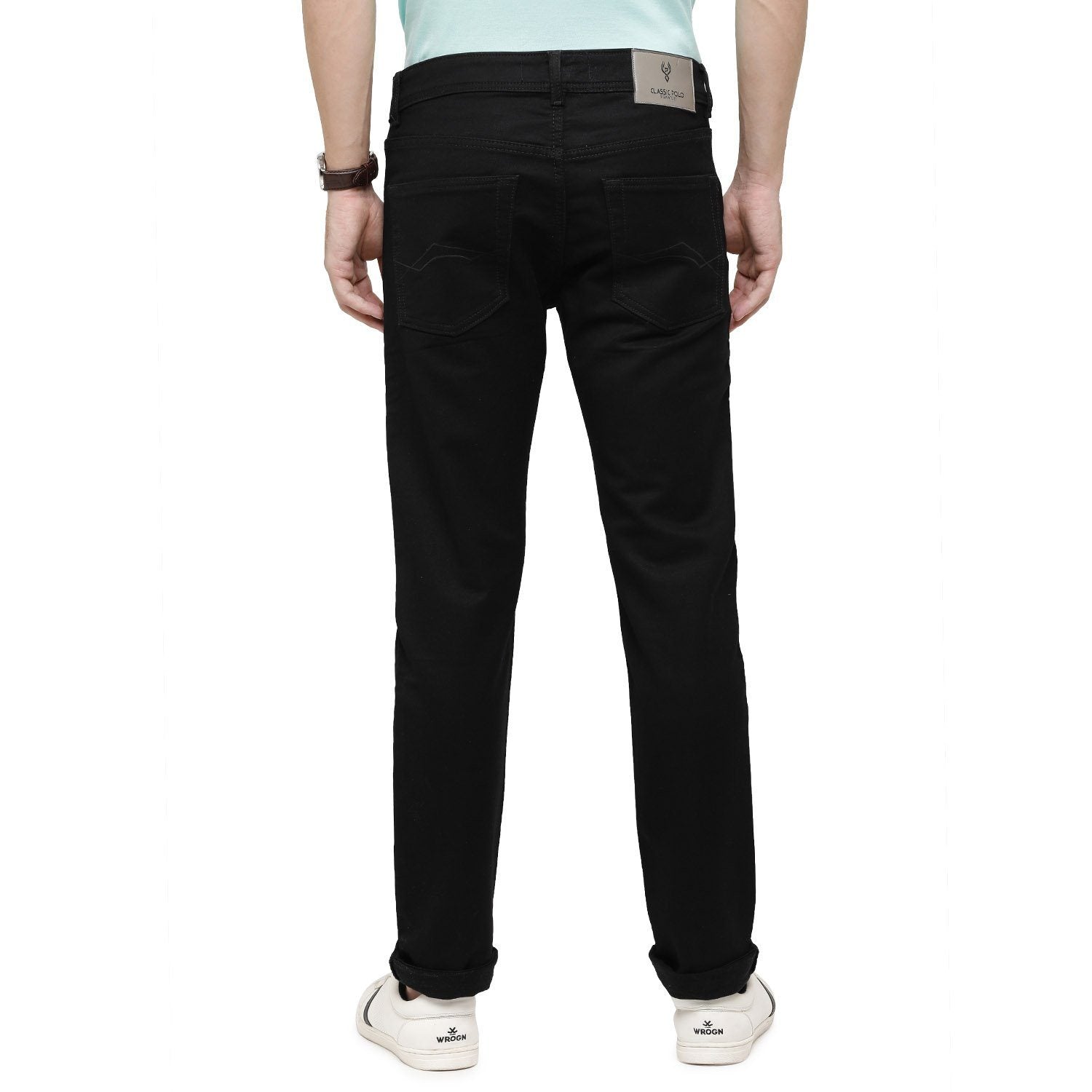 Classic Polo Mens Solid Slim Fit 98% Cotton 2% Lycra Black Fashion Denim ( CPDM2-01M-BLK-SL-LY_30INCH ) Jeans Classic Polo 