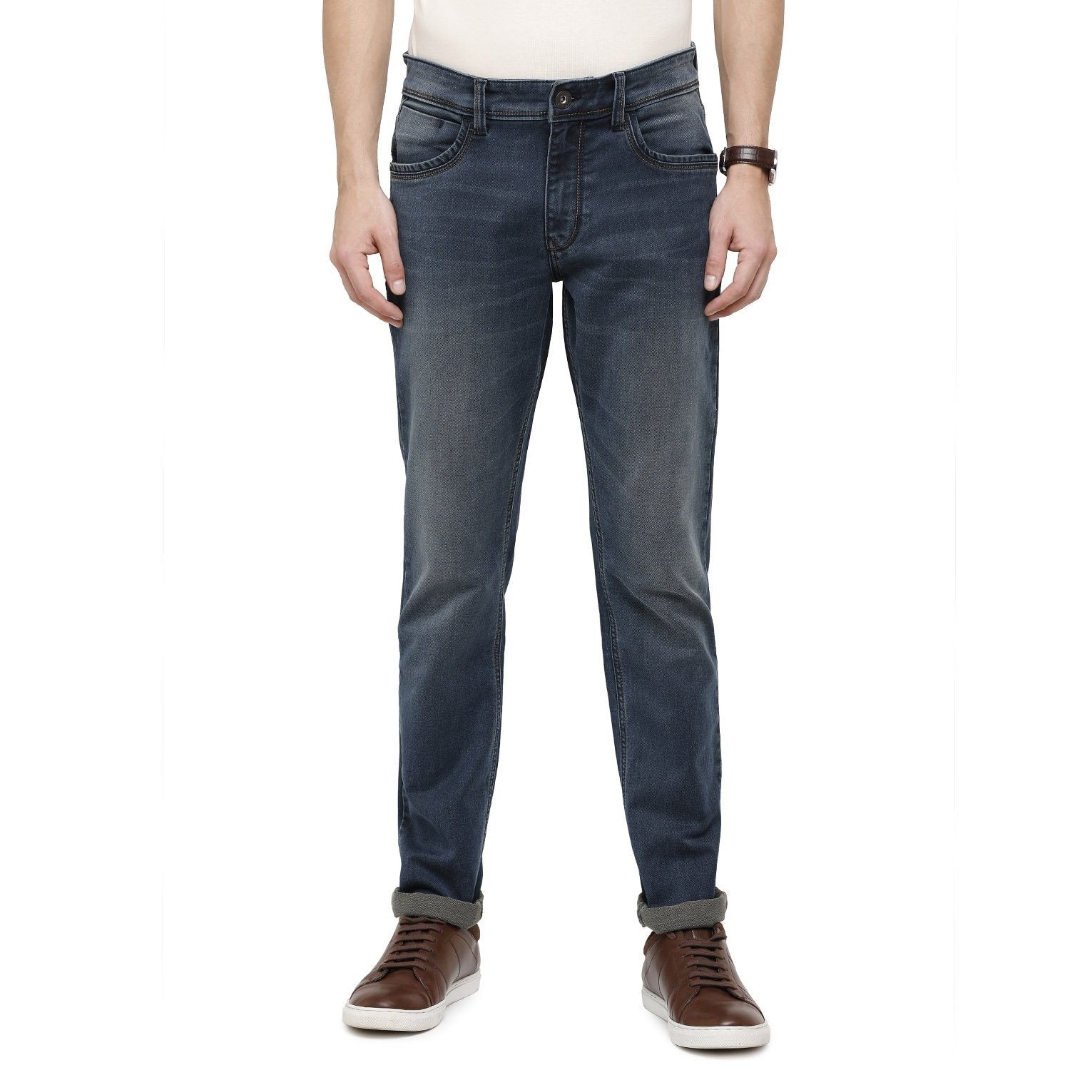 Classic Polo Mens Solid Slim Fit 98% Cotton 2% Lycra Dark Blue Fashion Denim ( CPDM2-03B-DBL-SL-LY_30INCH ) Jeans Classic Polo 