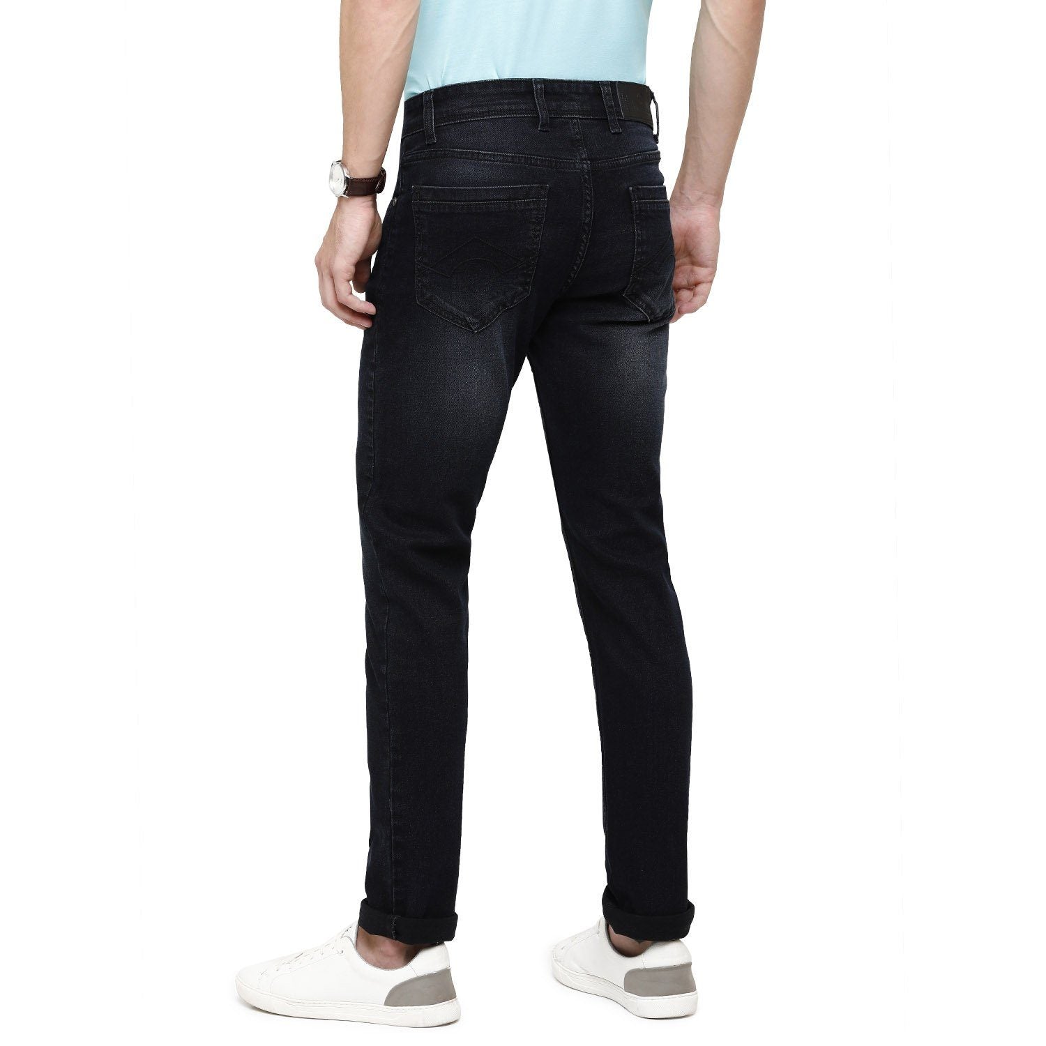 Classic Polo Mens Solid Slim Fit 98% Cotton 2% Lycra Dark Grey Fashion Denim ( CPDM2-05B-LED-SL-LY_30INCH ) Jeans Classic Polo 