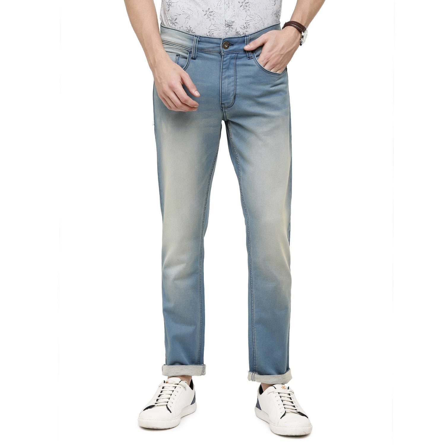 Classic Polo Mens Solid Slim Fit 98% Cotton 2% Lycra Light Blue Fashion Denim ( CPDM2-07C-ICT-SL-LY_30INCH ) Jeans Classic Polo 