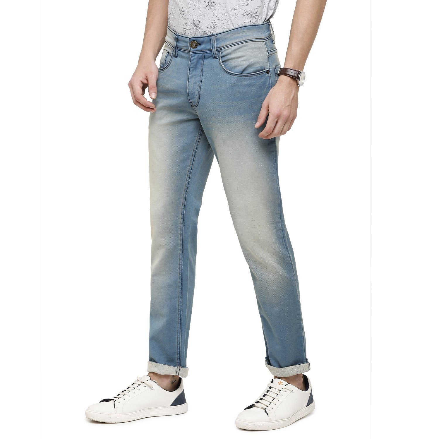 Classic Polo Mens Solid Slim Fit 98% Cotton 2% Lycra Light Blue Fashion Denim ( CPDM2-07C-ICT-SL-LY_30INCH ) Jeans Classic Polo 