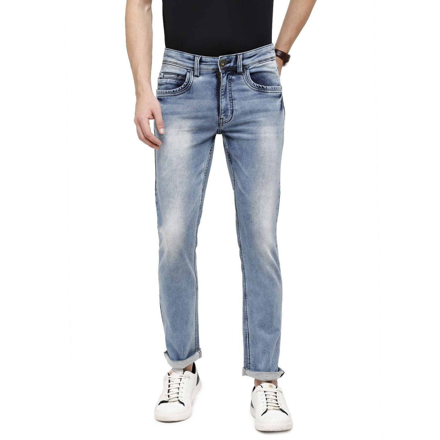 Classic Polo Mens Solid Slim Fit 98% Cotton 2% Lycra Dark Grey Fashion Denim ( CPDM2-08C-ICT-SL-LY_30INCH ) Jeans Classic Polo 