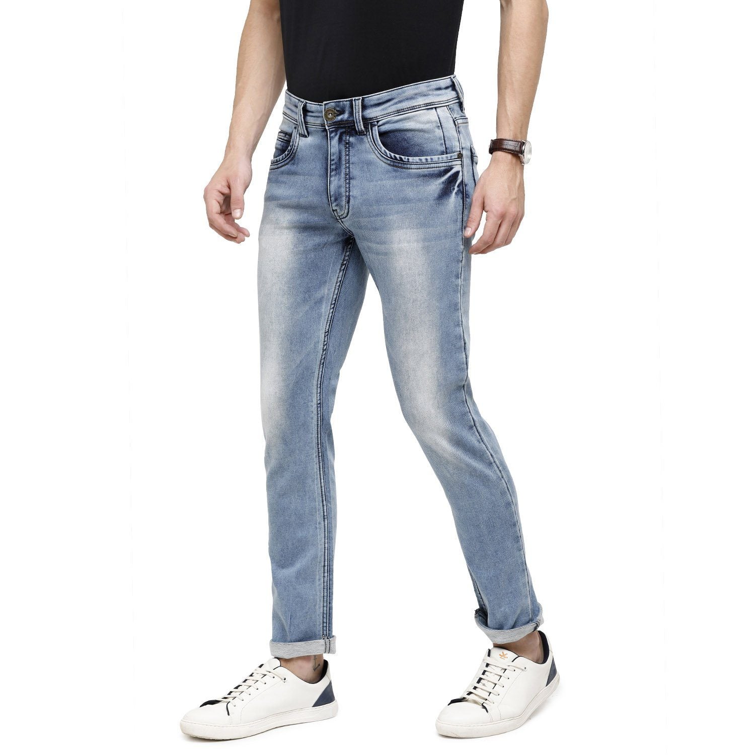 Classic Polo Mens Solid Slim Fit 98% Cotton 2% Lycra Dark Grey Fashion Denim ( CPDM2-08C-ICT-SL-LY_30INCH ) Jeans Classic Polo 