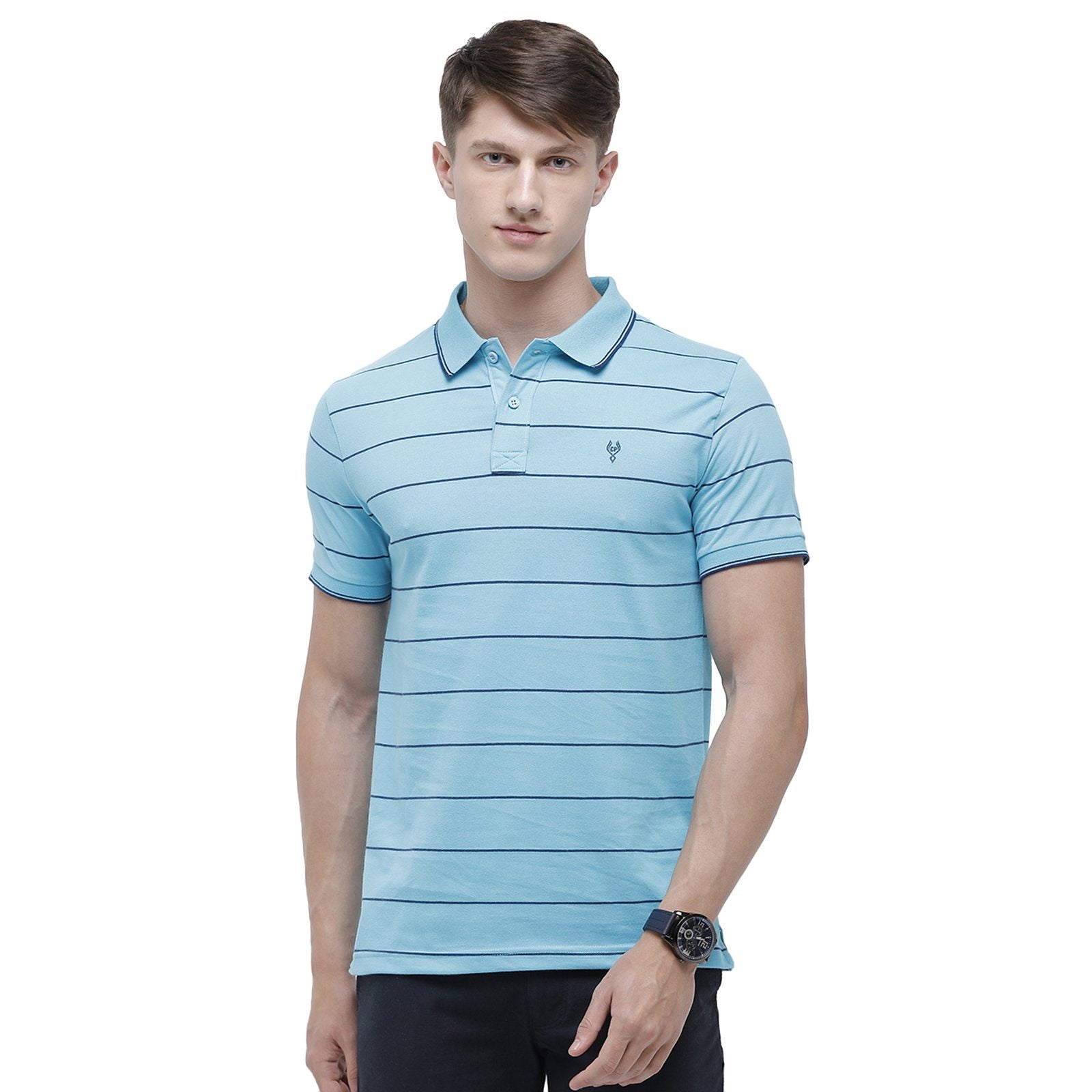 Classic polo Men's Polo Neck Half Sleeve Turquoise Cotton Slim Fit T-Shirt CPEG - 251 A SF P T-shirt Classic Polo 