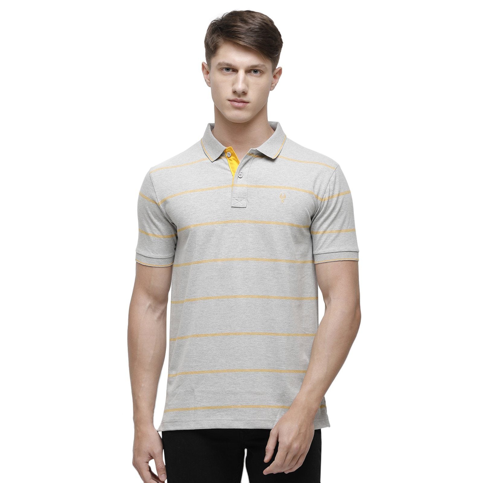 Classic polo Men's Polo Neck Half Sleeve Grey Mélange Cotton Slim Fit T-Shirt CPEG - 252 A SF P T-shirt Classic Polo 