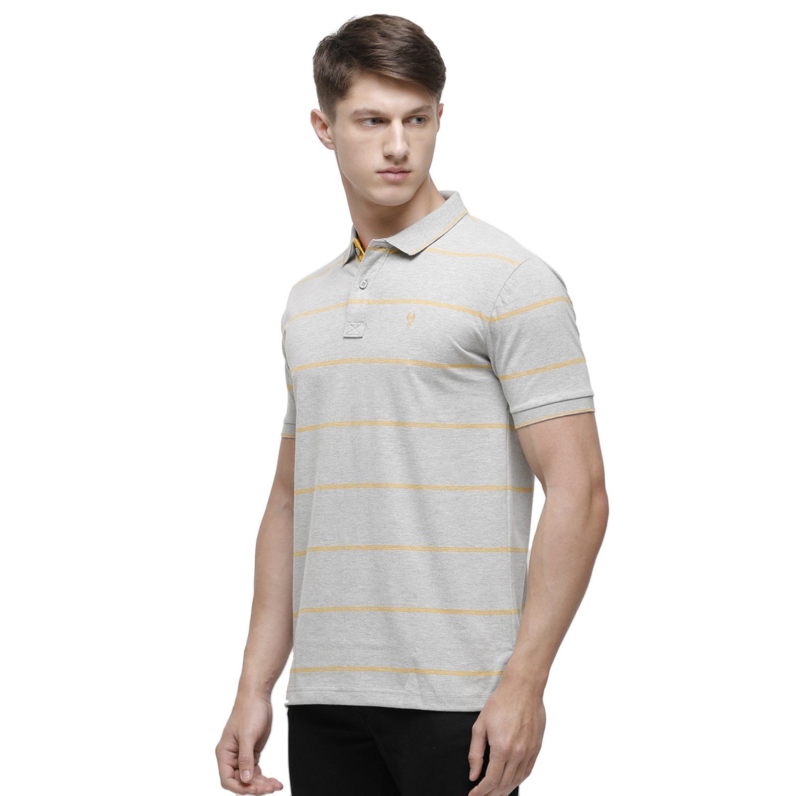 Classic polo Men's Polo Neck Half Sleeve Grey Mélange Cotton Slim Fit T-Shirt CPEG - 252 A SF P T-shirt Classic Polo 