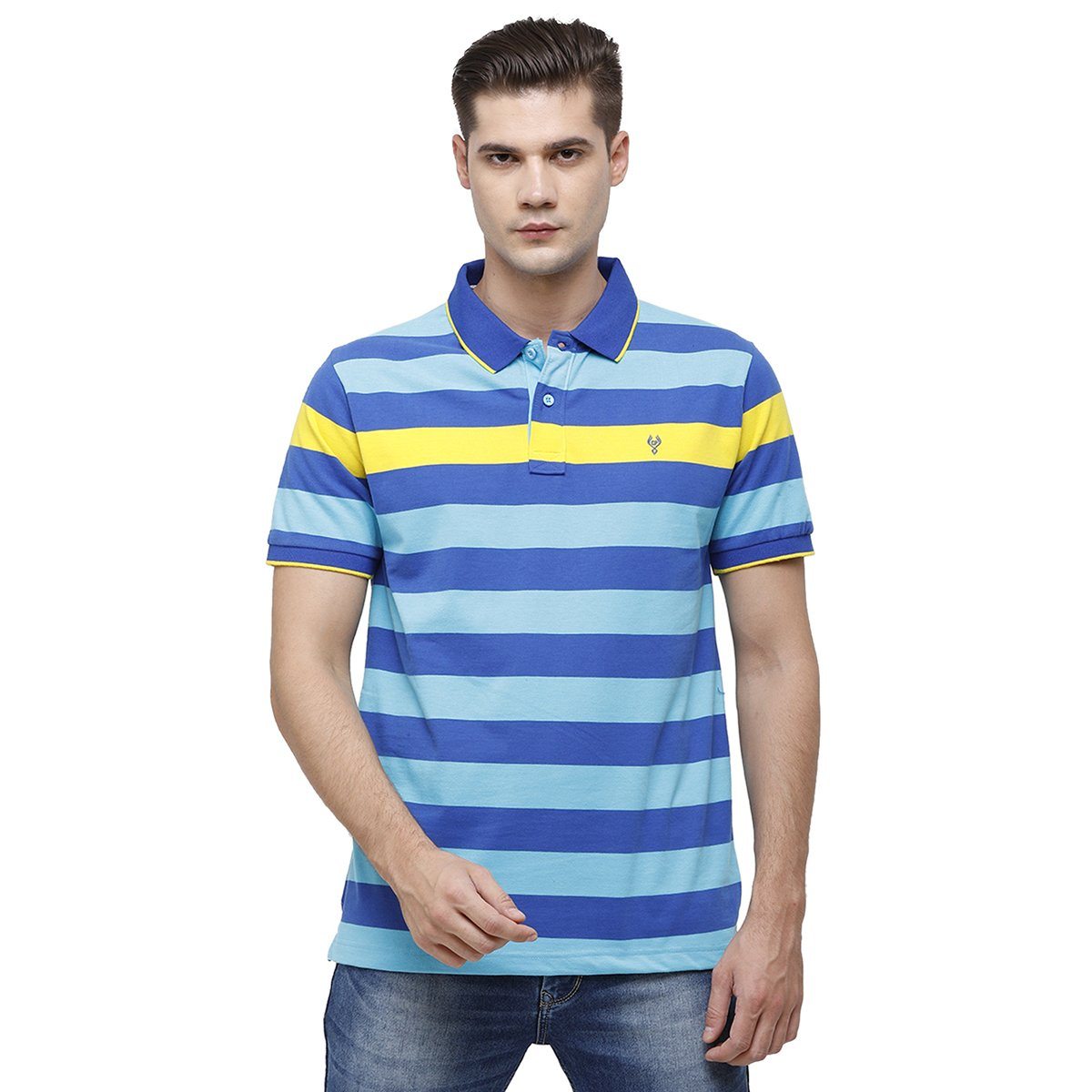 Classic Polo Mens Polo Collar Half Sleeve Multicolor Slim Fit Enriched Cotton T-shirt CPEG - 255 A SF P T-shirt Classic Polo 