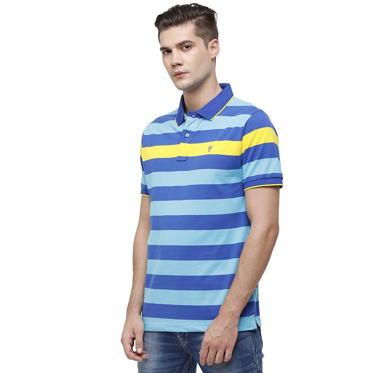 Classic Polo Mens Polo Collar Half Sleeve Multicolor Slim Fit Enriched Cotton T-shirt CPEG - 255 A SF P T-shirt Classic Polo 