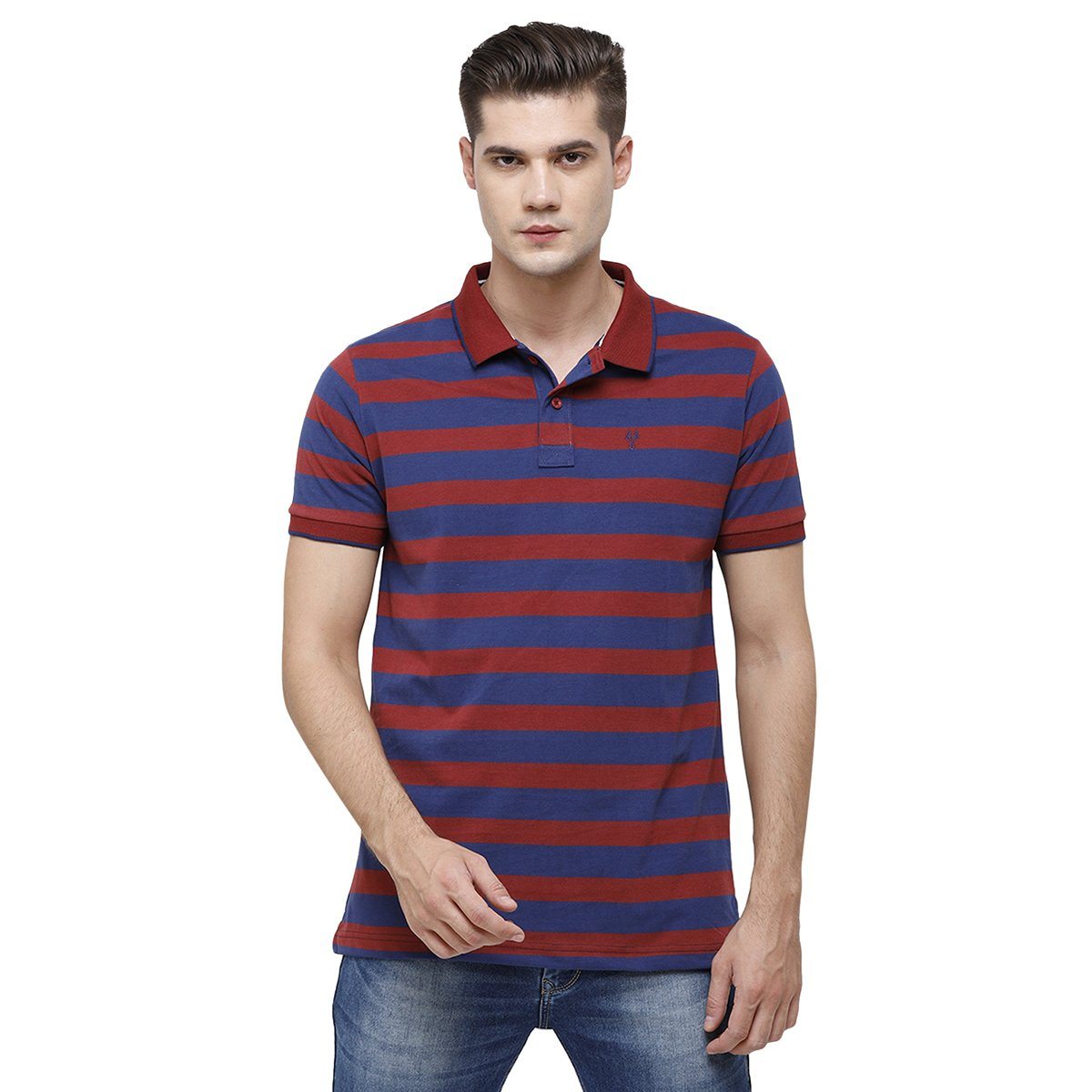 Classic Polo Mens Polo Collar Half Sleeve Multicolor Slim Fit Enriched Cotton T-shirt CPEG - 253 B SF P T-shirt Classic Polo 