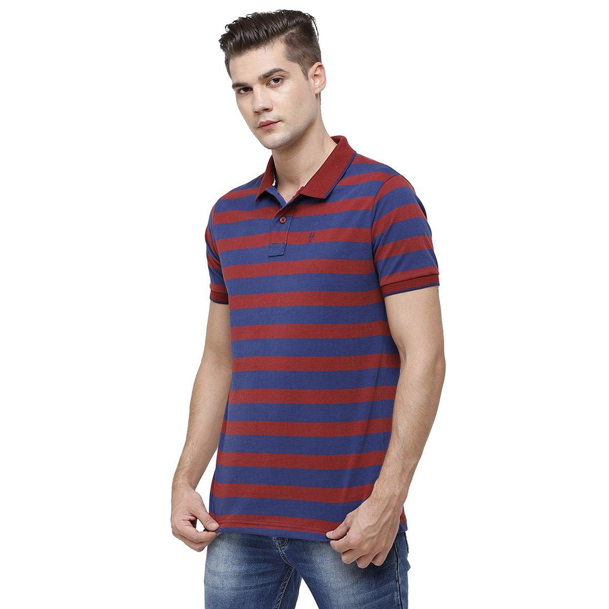 Classic Polo Mens Polo Collar Half Sleeve Multicolor Slim Fit Enriched Cotton T-shirt CPEG - 253 B SF P T-shirt Classic Polo 