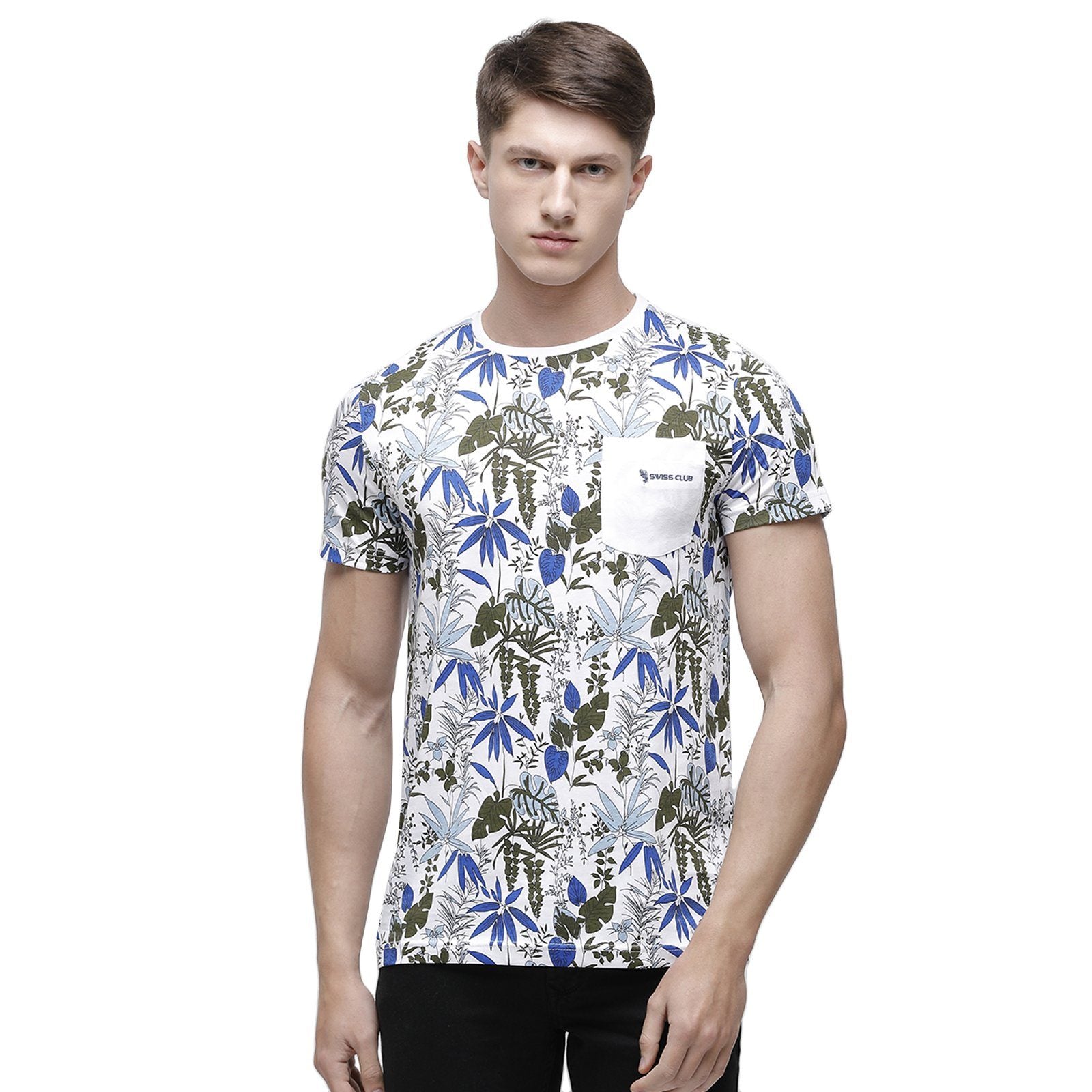 Swiss club Men's Round Neck Half Sleeve Multicolor Cotton Slim Fit T-Shirt CUB - 31 A SF C T-shirt Swiss Club 