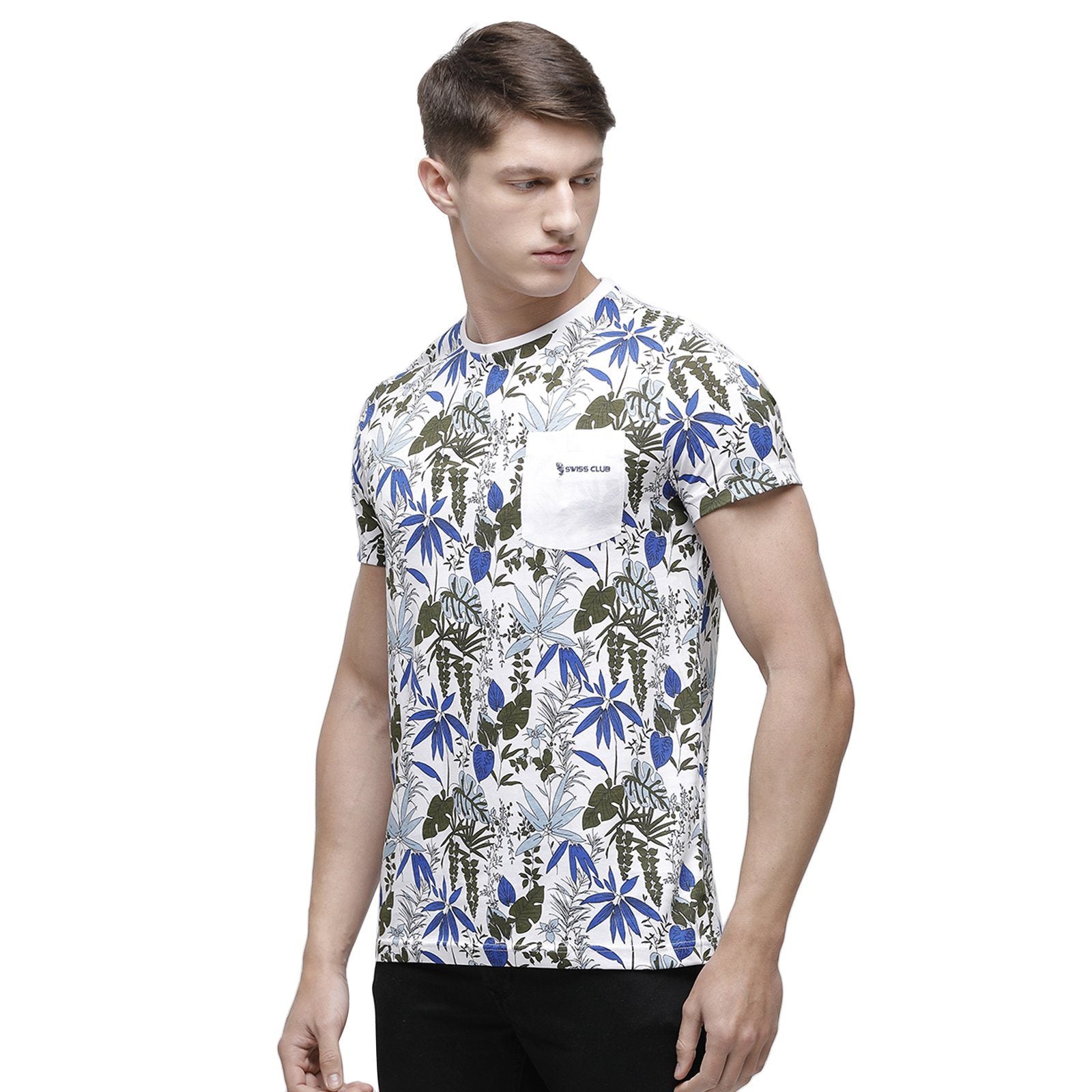 Swiss club Men's Round Neck Half Sleeve Multicolor Cotton Slim Fit T-Shirt CUB - 31 A SF C T-shirt Swiss Club 