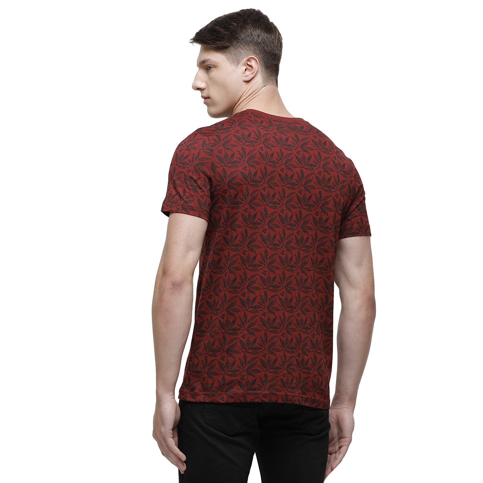 Swiss club Men's Round Neck Half Sleeve Maroon Cotton Slim Fit T-Shirt CUB - 34 B SF C T-shirt Swiss Club 