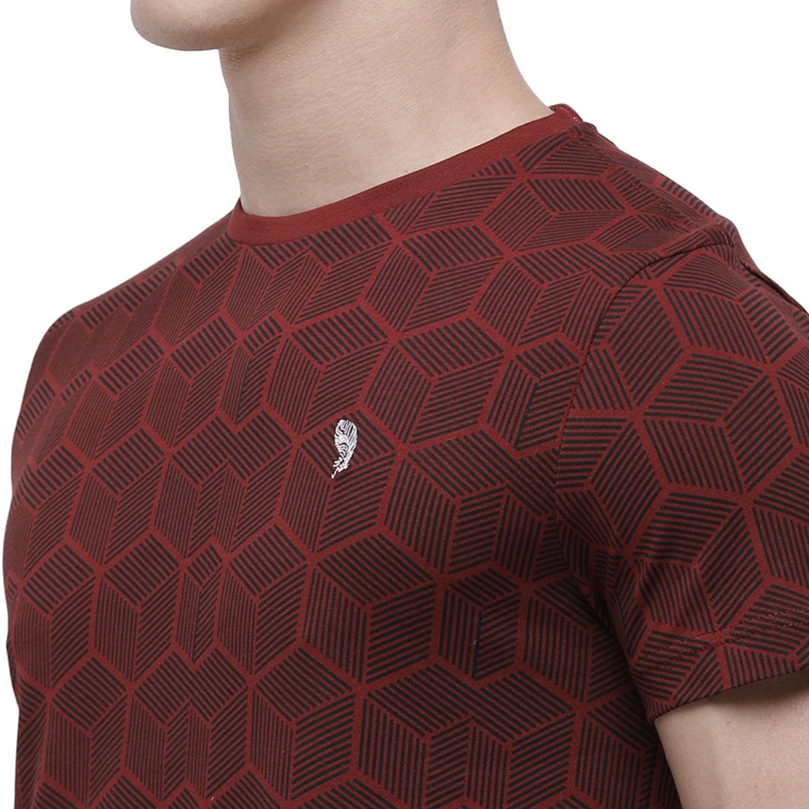 Swiss club Men's Round Neck Half Sleeve Maroon Cotton Slim Fit T-Shirt CUB - 35 A SF C T-shirt Swiss Club 