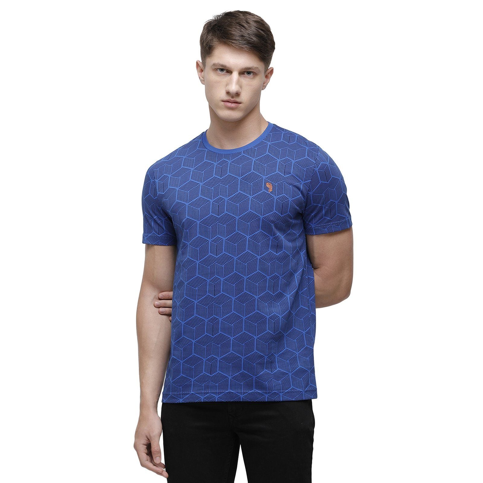 Swiss club Men's Round Neck Half Sleeve Royal Blue Cotton Slim Fit T-Shirt CUB - 35 B SF C T-shirt Swiss Club 