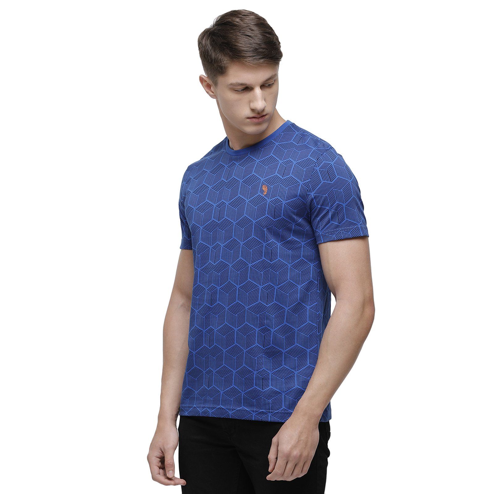 Swiss club Men's Round Neck Half Sleeve Royal Blue Cotton Slim Fit T-Shirt CUB - 35 B SF C T-shirt Swiss Club 