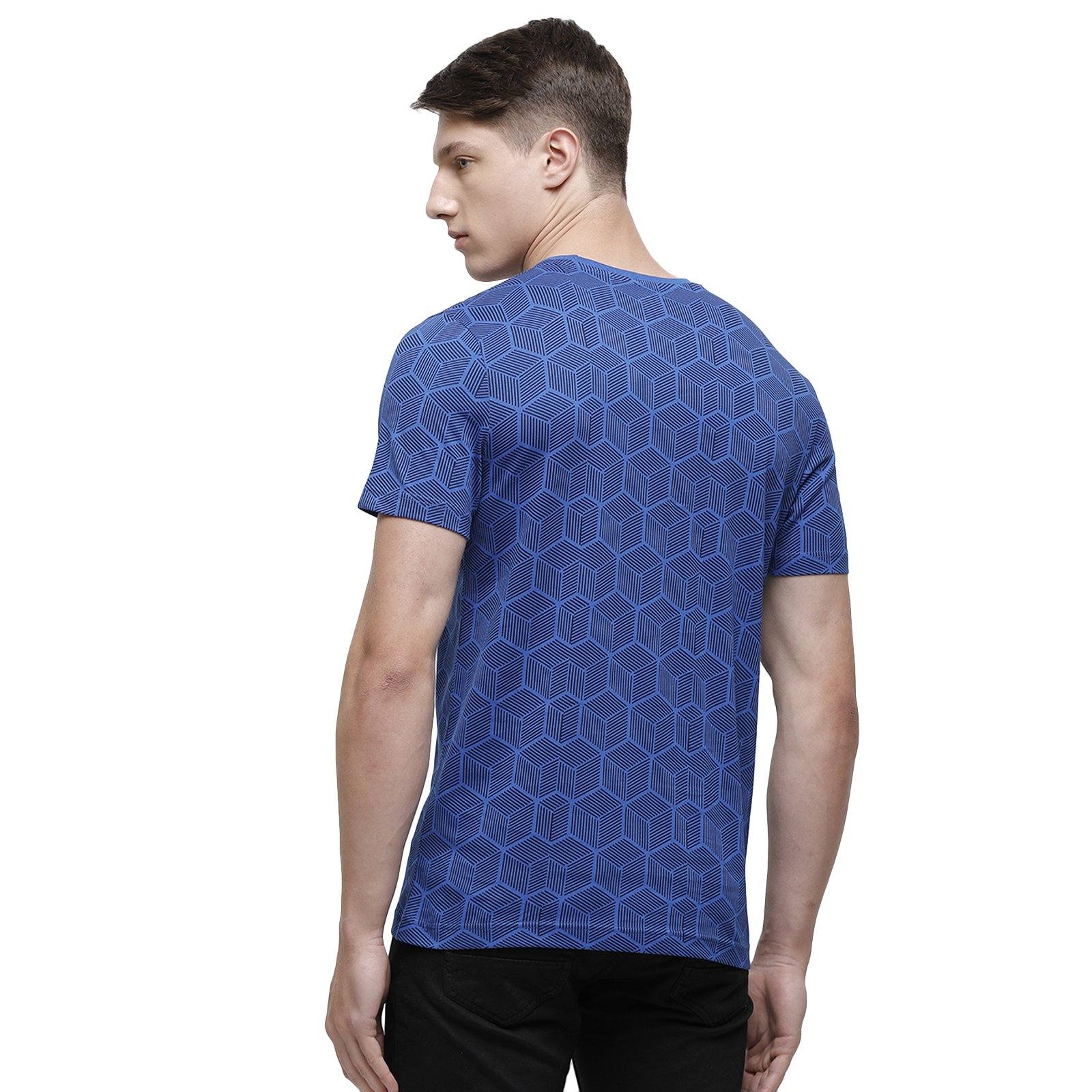 Swiss club Men's Round Neck Half Sleeve Royal Blue Cotton Slim Fit T-Shirt CUB - 35 B SF C T-shirt Swiss Club 