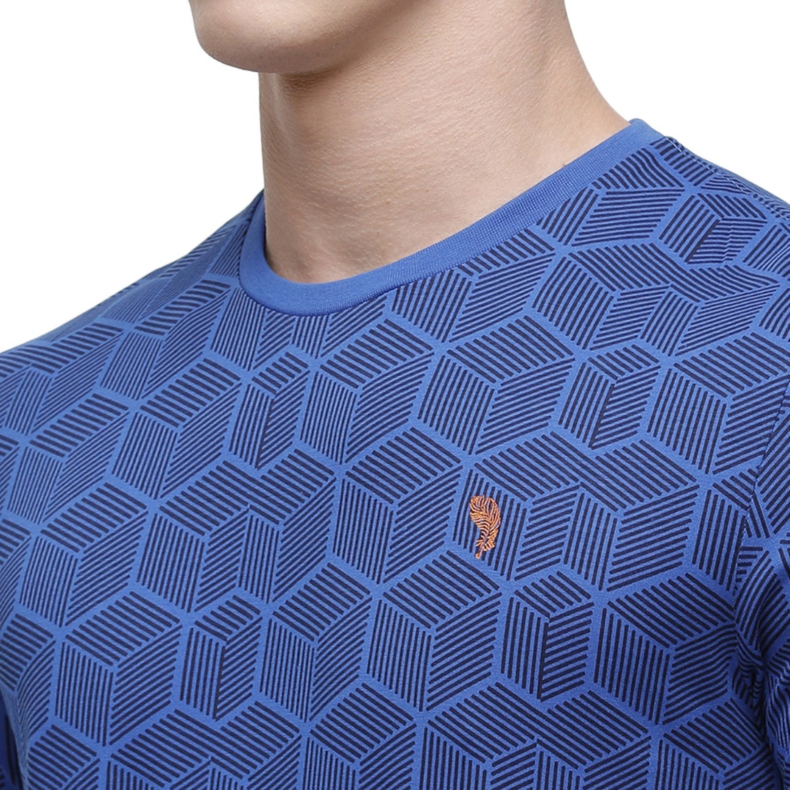Swiss club Men's Round Neck Half Sleeve Royal Blue Cotton Slim Fit T-Shirt CUB - 35 B SF C T-shirt Swiss Club 