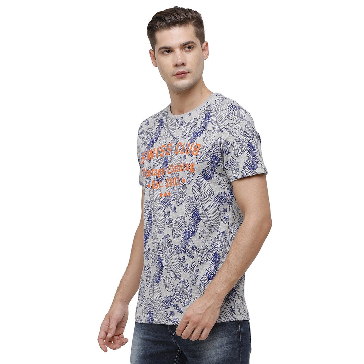 Swiss Club Mens Crew Neck Half Sleeve Multicolor Slim Fit Enriched Cotton T-shirt CUB - 37 B SF C T-shirt Swiss Club 