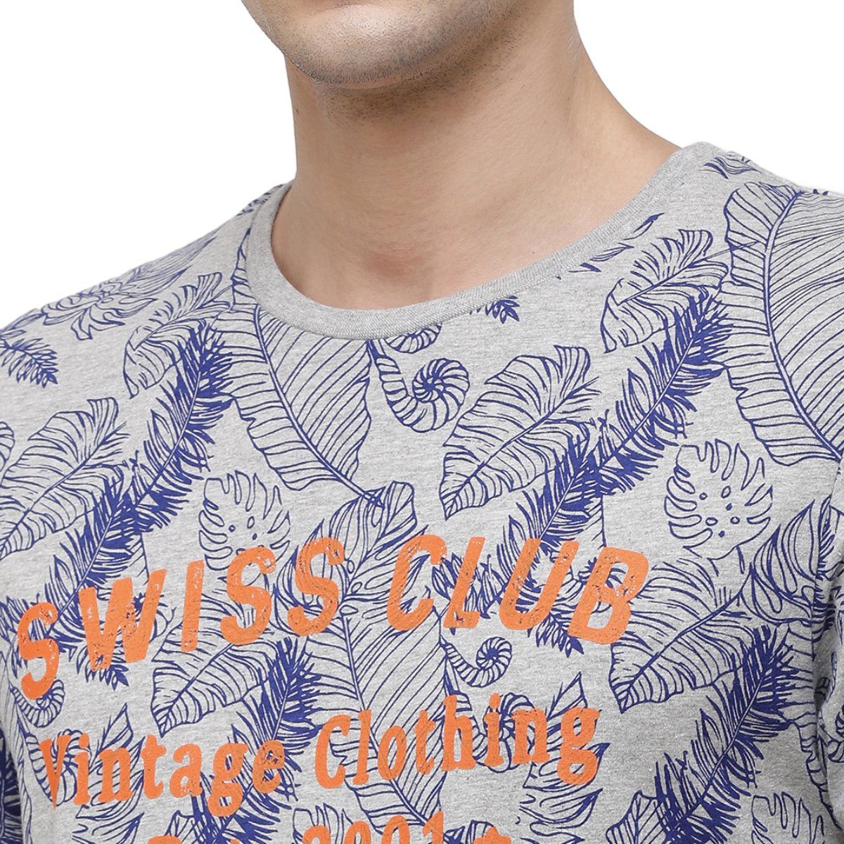 Swiss Club Mens Crew Neck Half Sleeve Multicolor Slim Fit Enriched Cotton T-shirt CUB - 37 B SF C T-shirt Swiss Club 