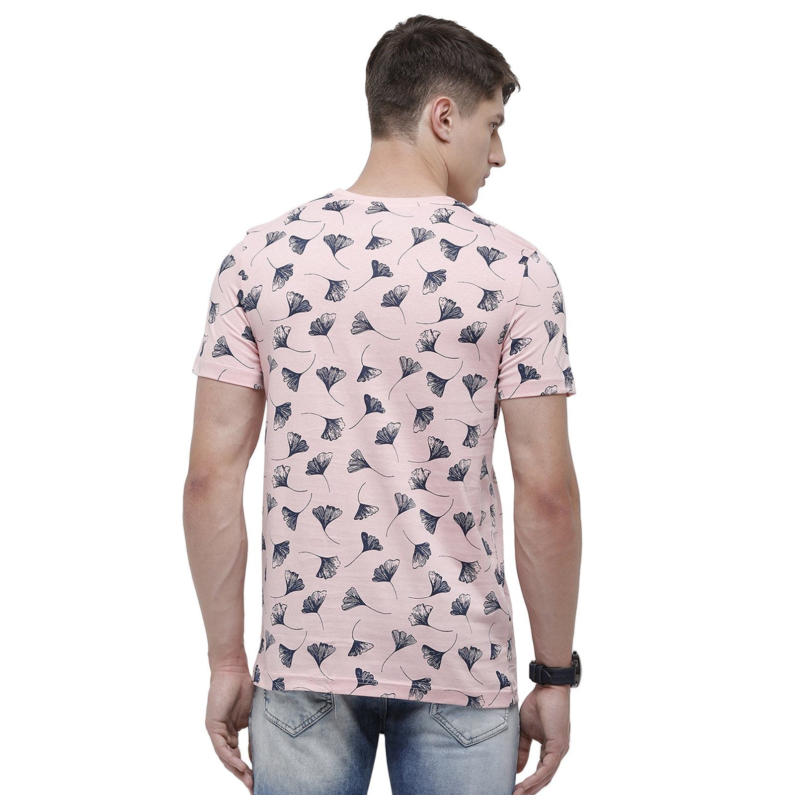 Swiss club Men's Round Neck Half Sleeve Pink Cotton Slim Fit T-Shirt CUB - 40 A SF C T-shirt Swiss Club 