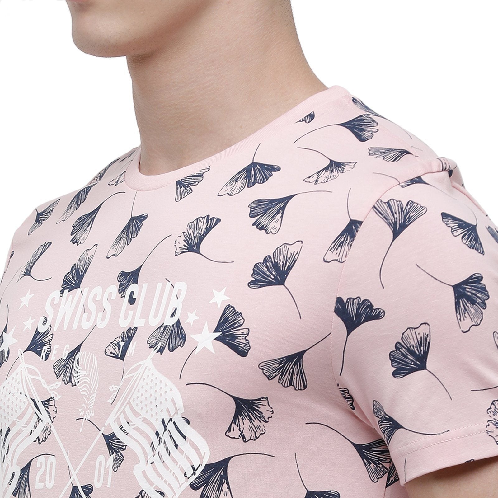 Swiss club Men's Round Neck Half Sleeve Pink Cotton Slim Fit T-Shirt CUB - 40 A SF C T-shirt Swiss Club 