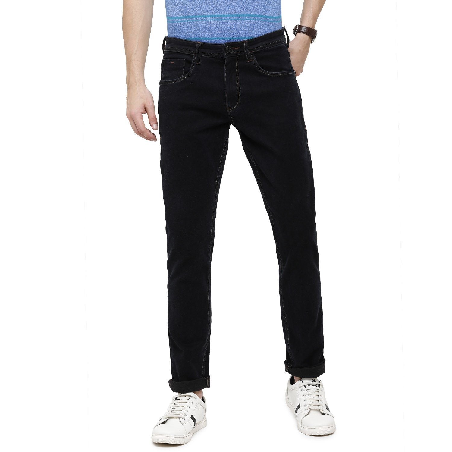 Swiss Club Mens Solid Skinny Fit 98% Cotton 2% Lycra Black Fashion Denim ( D-SC-19 B-MNB-SK-LY_30INCH ) Swiss Jeans Swiss Club 