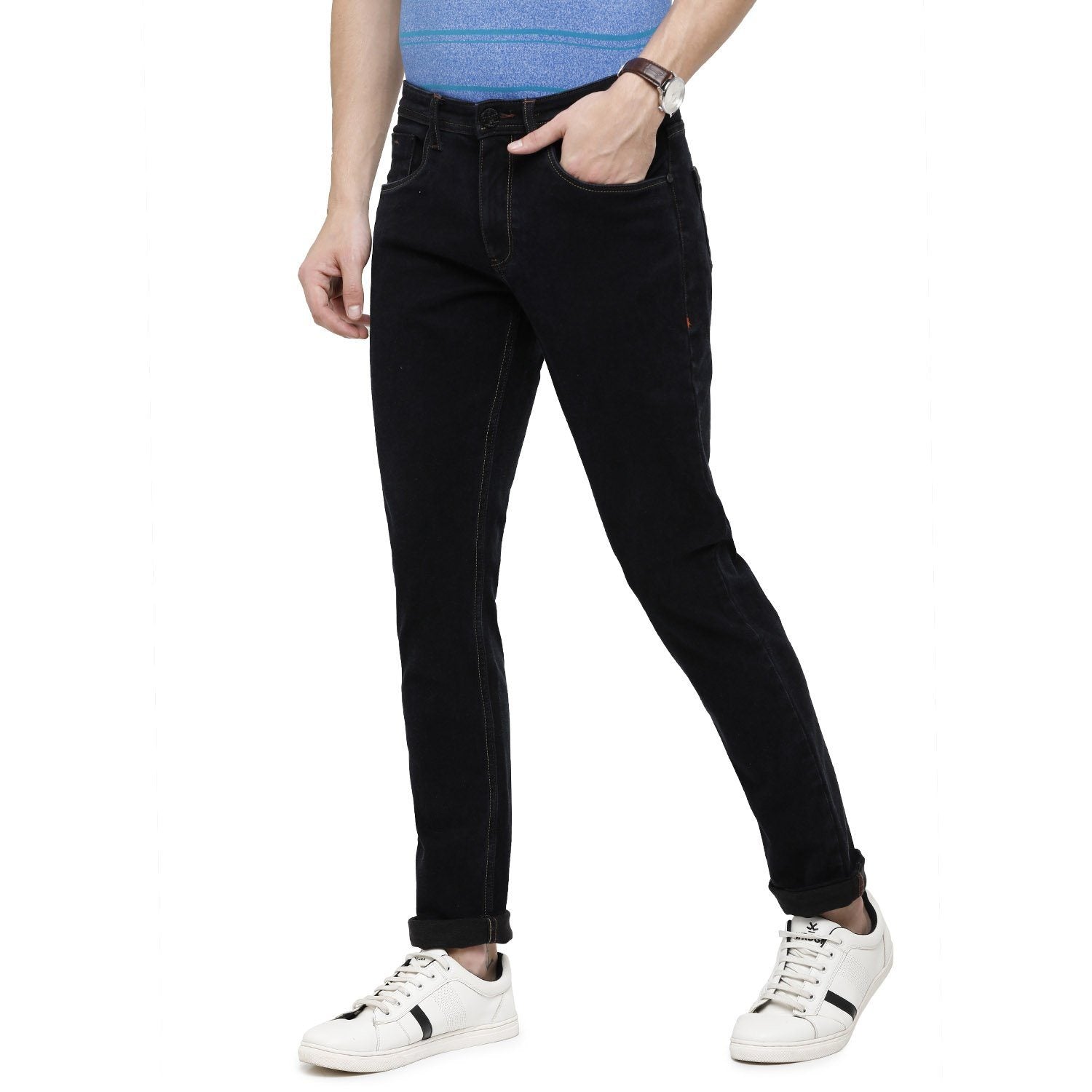 Swiss Club Mens Solid Skinny Fit 98% Cotton 2% Lycra Black Fashion Denim ( D-SC-19 B-MNB-SK-LY_30INCH ) Swiss Jeans Swiss Club 