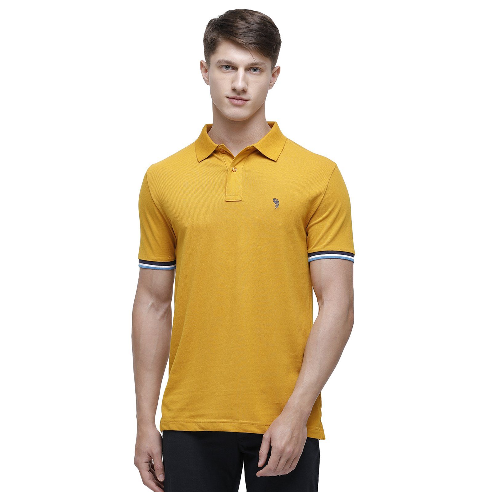 Swiss club Men's Round Neck Half Sleeve Mustard Cotton Slim Fit T-Shirt DELTA-G.YELLOW SF P T-shirt Swiss Club 