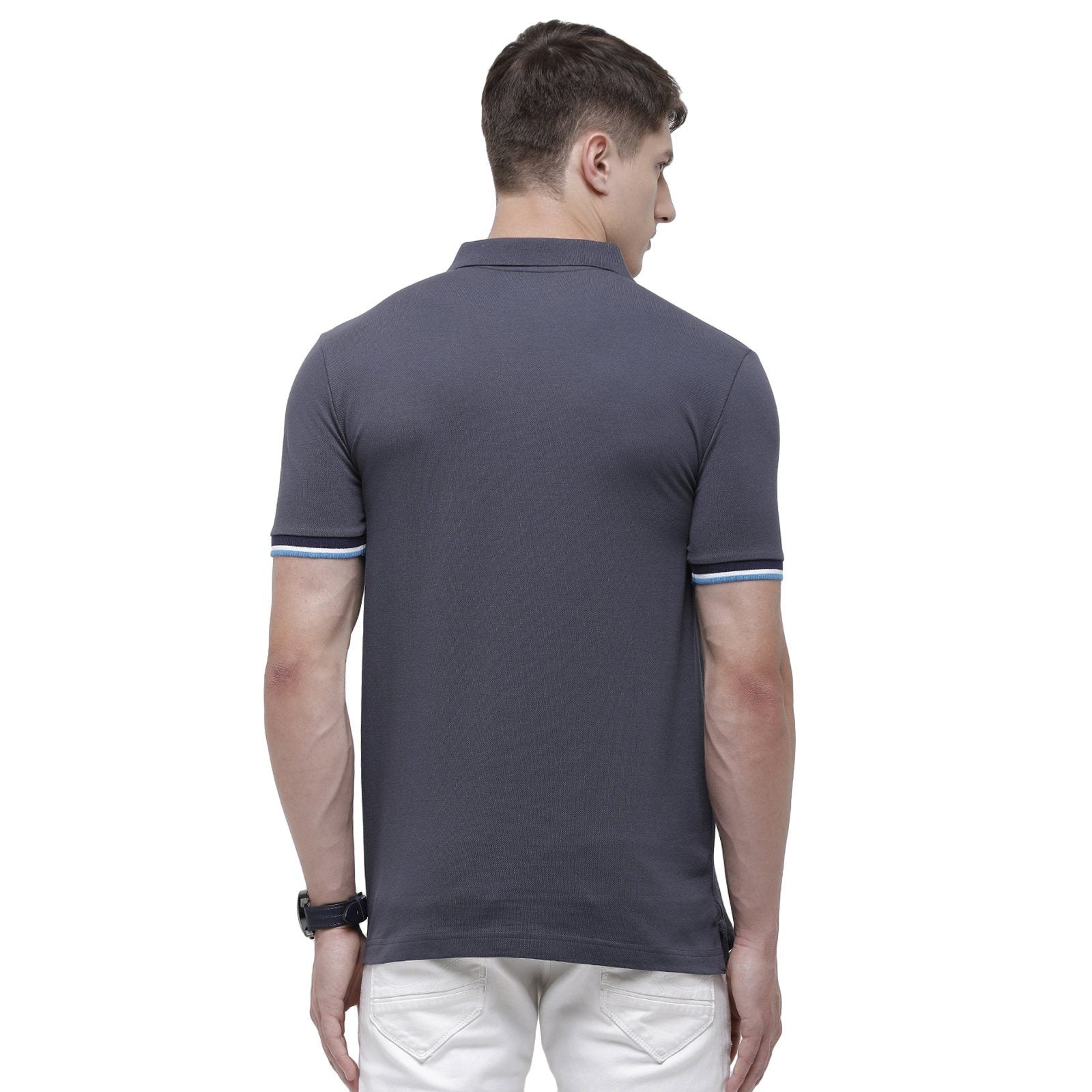 Swiss club Men's Round Neck Half Sleeve Dark Grey Cotton Slim Fit T-Shirt DELTA-INDIAN INK SF P T-shirt Swiss Club 