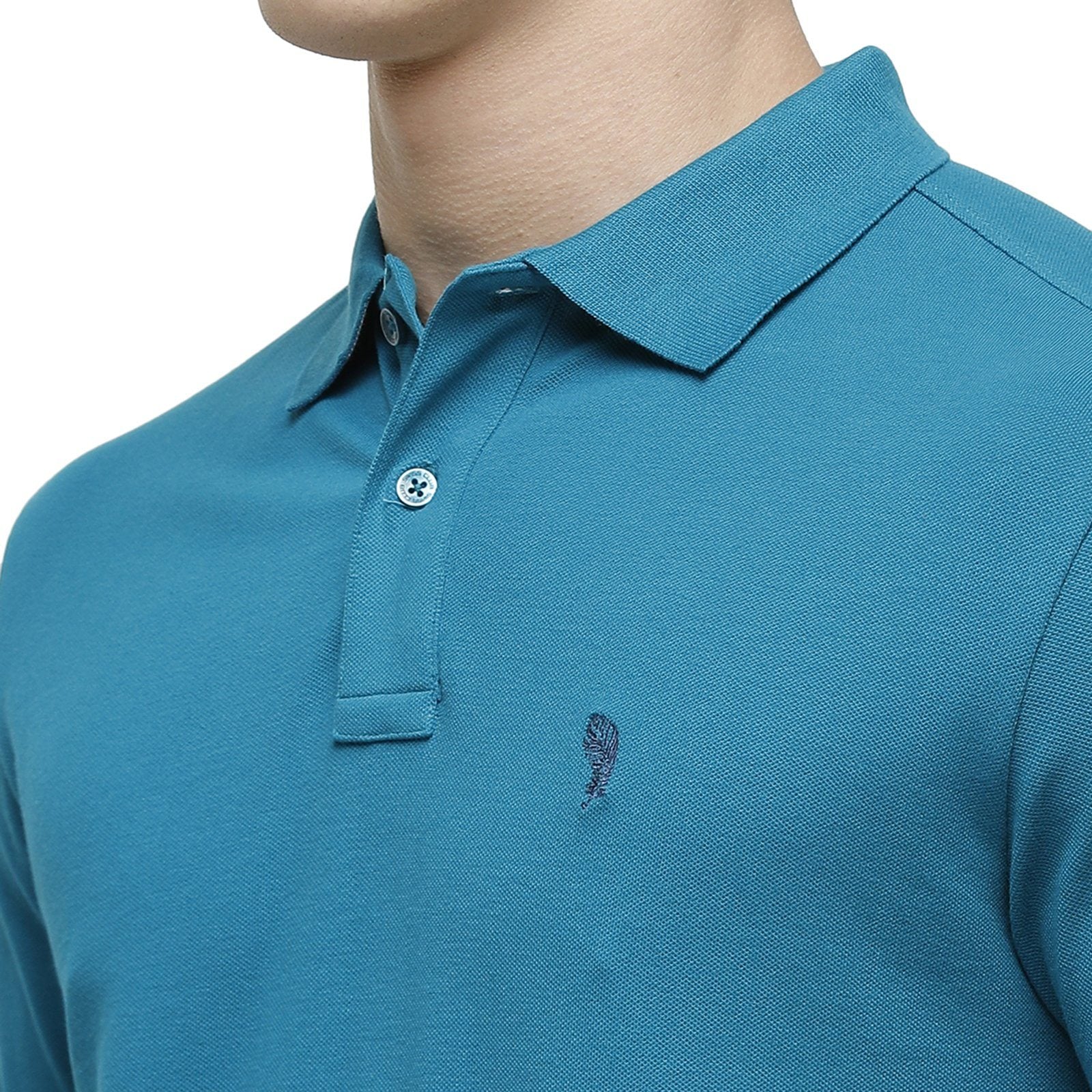 Swiss club Men's Round Neck Half Sleeve Turquoise Cotton Slim Fit T-Shirt DELTA-OCEAN DEPTHS SF P T-shirt Swiss Club 
