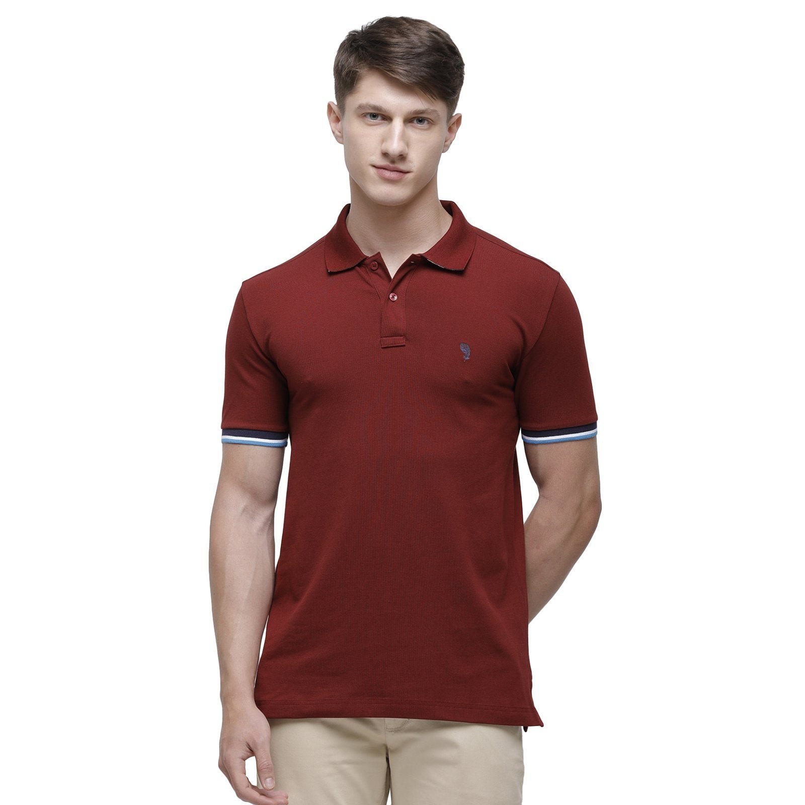 Swiss club Men's Round Neck Half Sleeve Maroon Cotton Slim Fit T-Shirt DELTA-SYRAH SF P T-shirt Swiss Club 