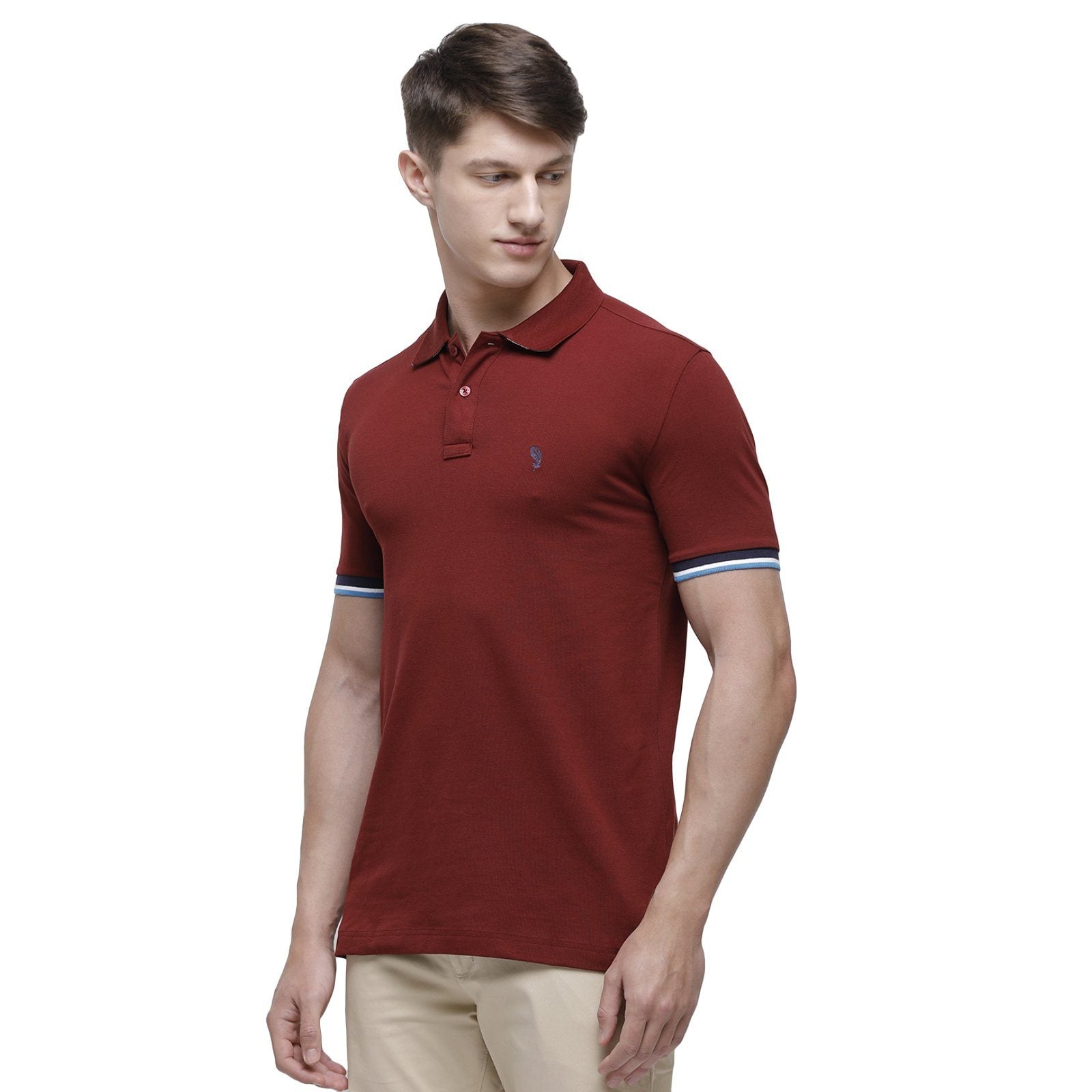 Swiss club Men's Round Neck Half Sleeve Maroon Cotton Slim Fit T-Shirt DELTA-SYRAH SF P T-shirt Swiss Club 