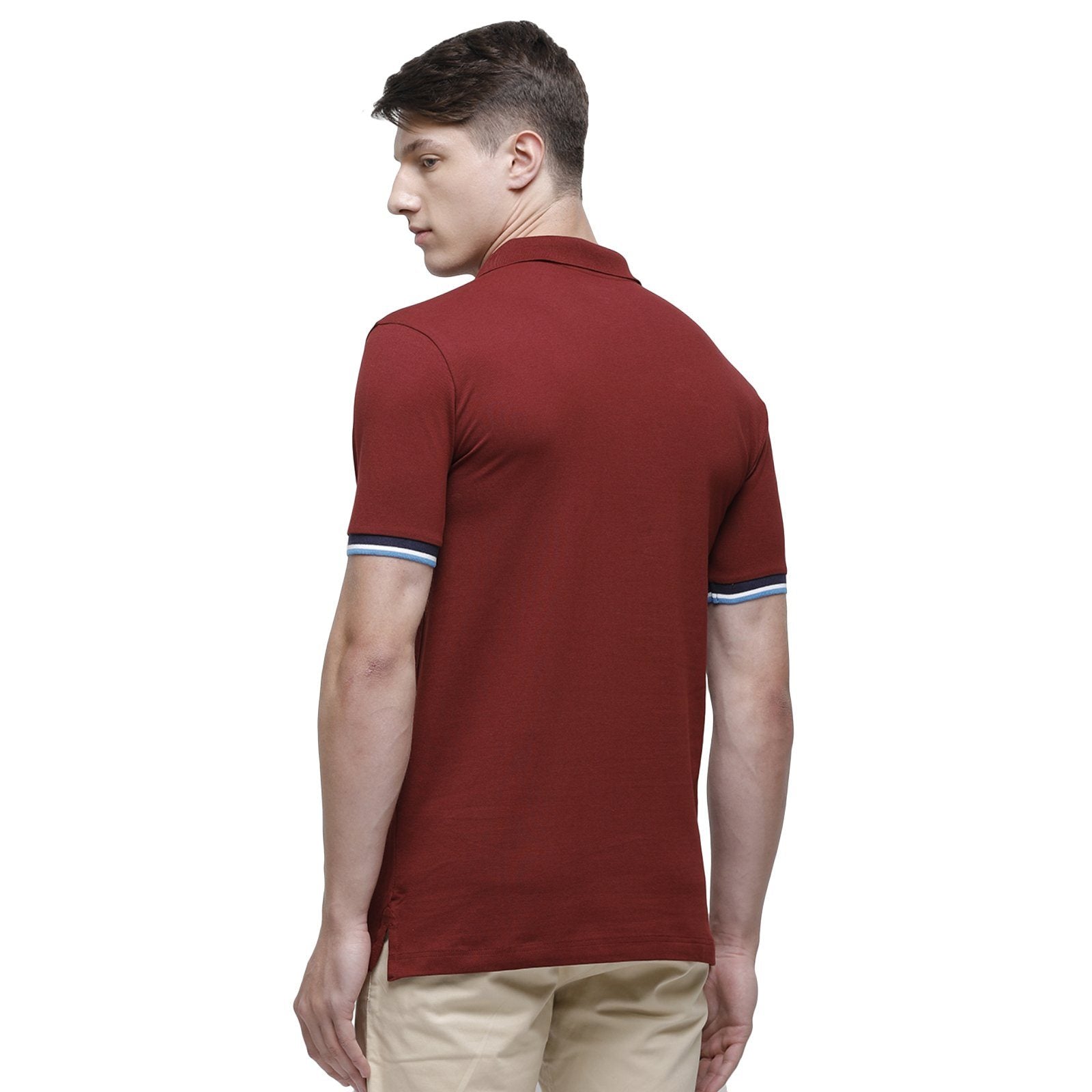 Swiss club Men's Round Neck Half Sleeve Maroon Cotton Slim Fit T-Shirt DELTA-SYRAH SF P T-shirt Swiss Club 
