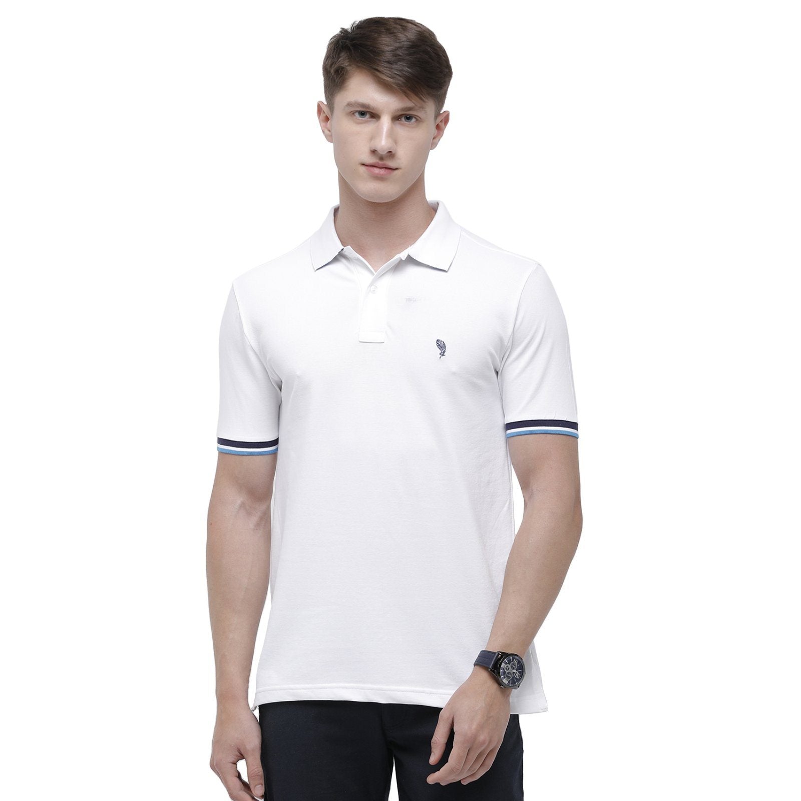 Swiss club Men's Round Neck Half Sleeve White Cotton Slim Fit T-Shirt DELTA-WHITE SF P T-shirt Swiss Club 