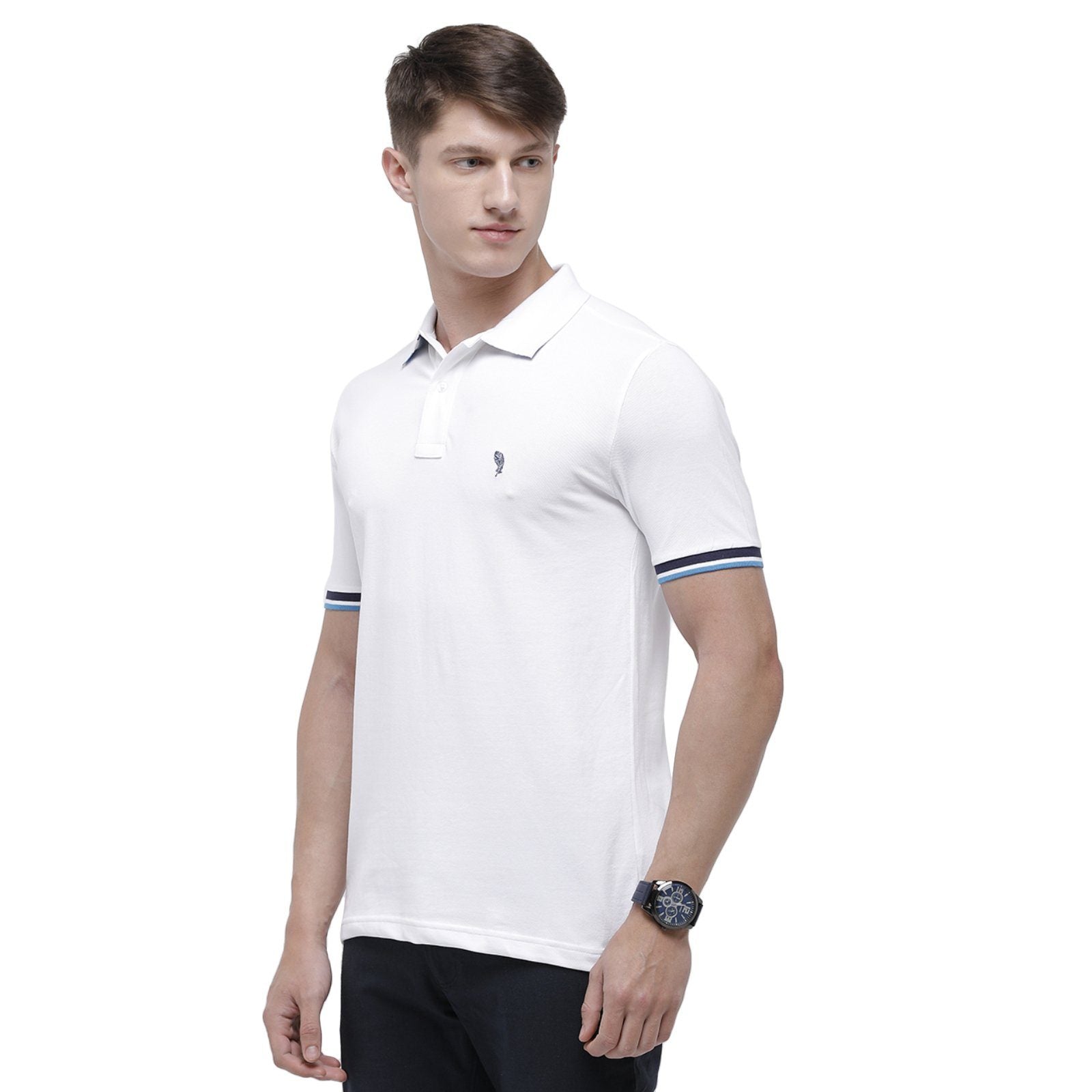 Swiss club Men's Round Neck Half Sleeve White Cotton Slim Fit T-Shirt DELTA-WHITE SF P T-shirt Swiss Club 